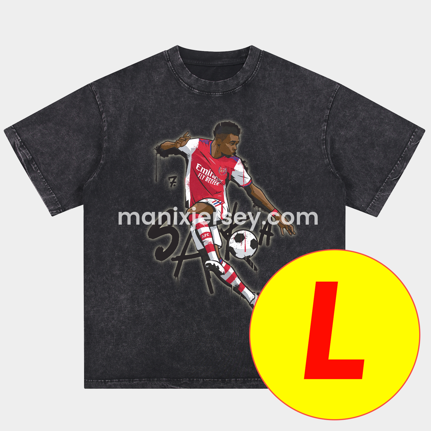 Arsenal Henry Wenger Saka Gunners Oversized Washed T-Shirt - ReplicasJersey
