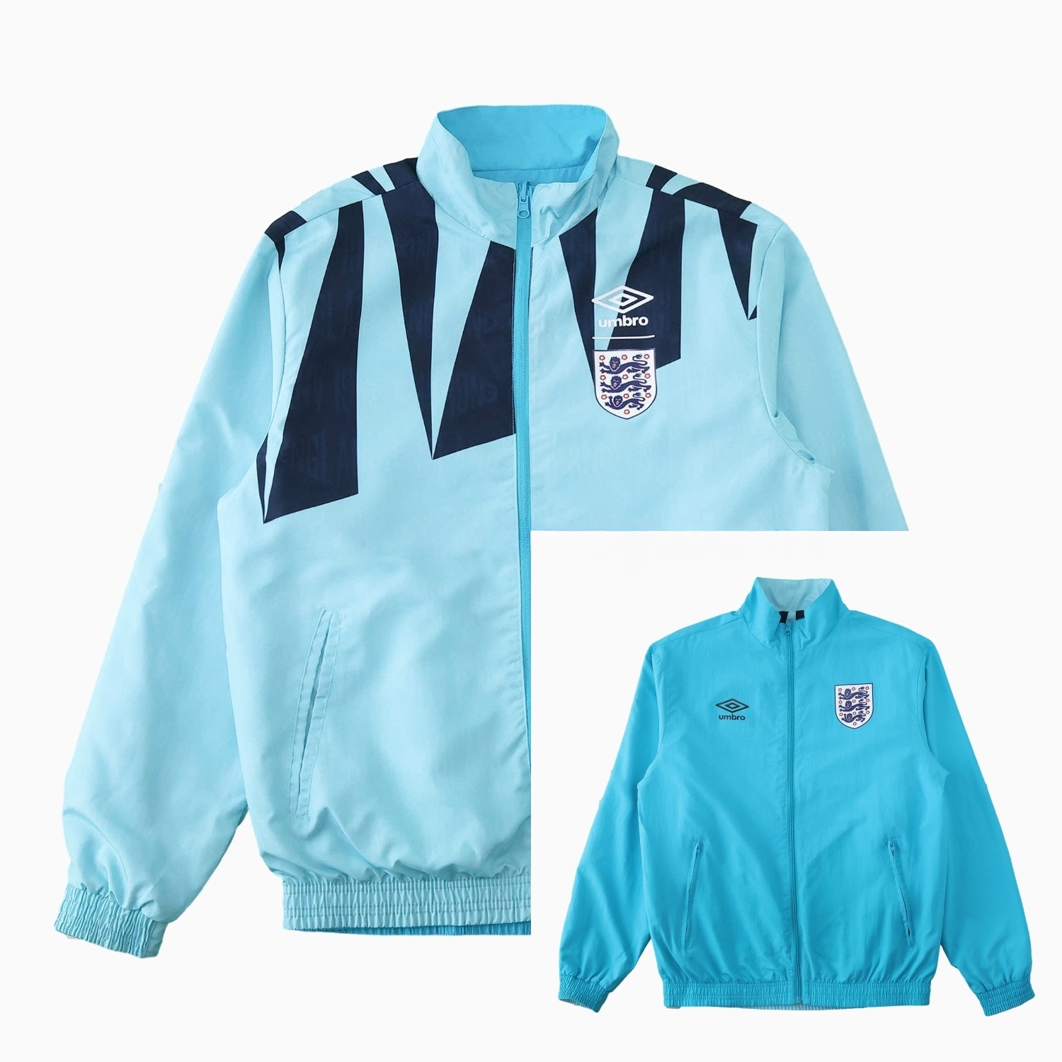 Retro England 1992 Double Sided Reversible Windbreaker - Blue & Green - ReplicasJersey
