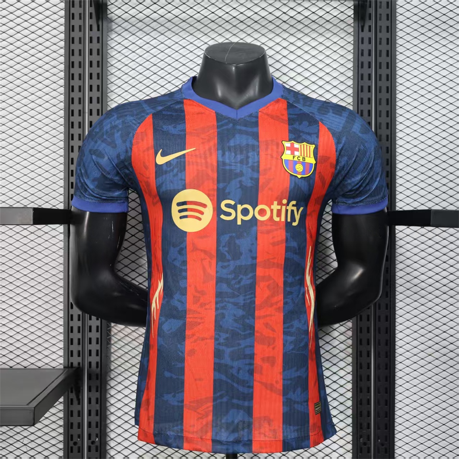 B.A.R.S.A 25-26 Yellow Spotify Logo Red & Blue Lines Special Jersey - Player Version - ReplicasJersey