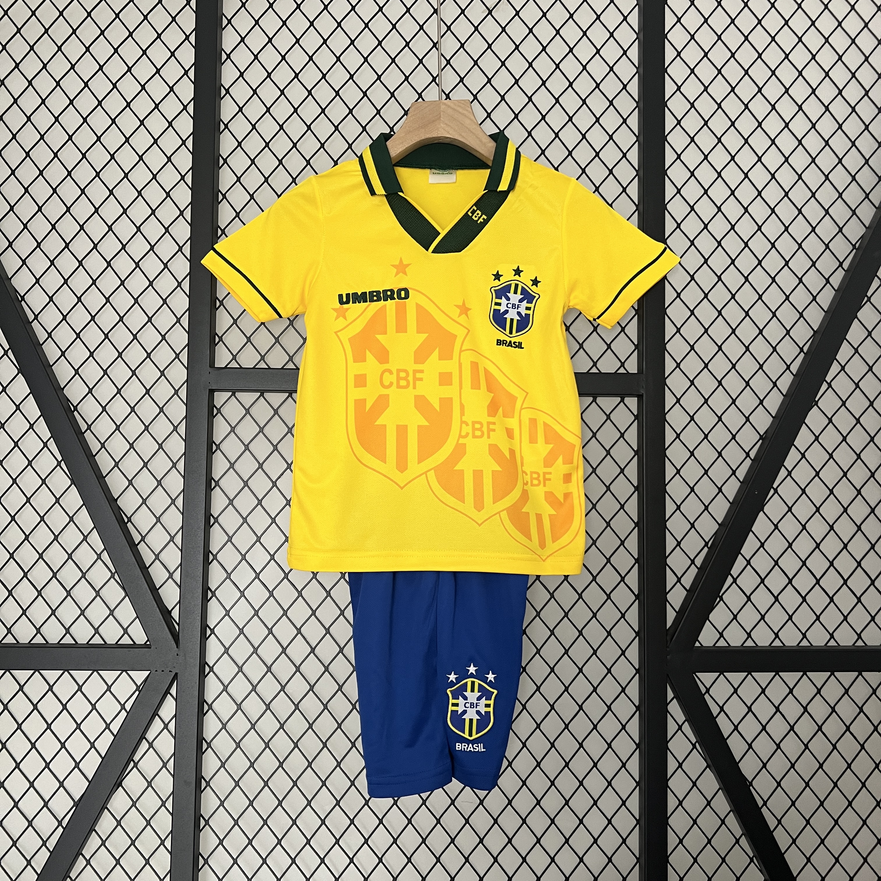 Retro Brazil 1993-94 Home Stadium Kids Kit - ReplicasJersey