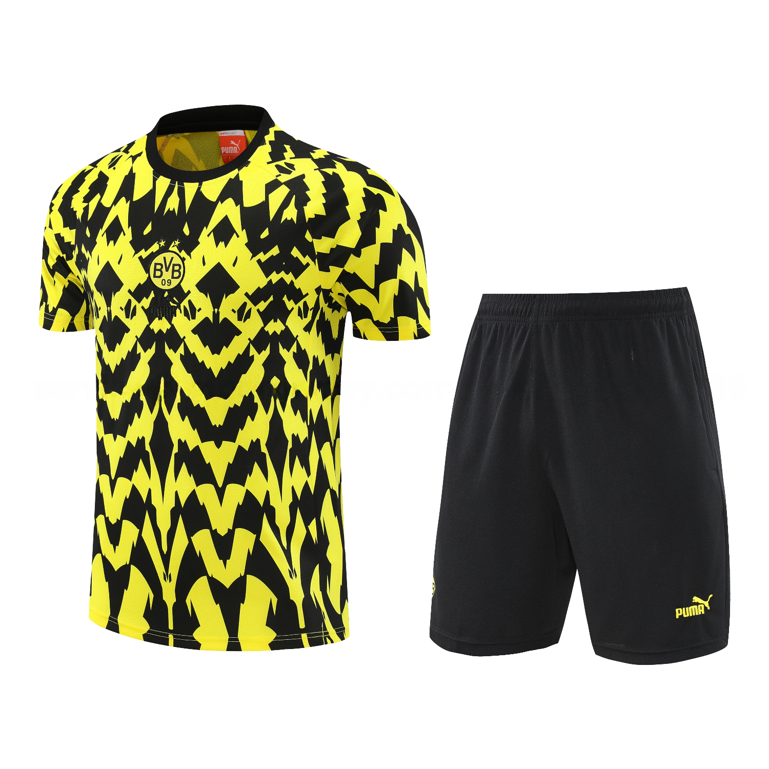 Dortmund 25-26 Short-Sleeve Training Set - Yellow Top & Black Shorts - ReplicasJersey