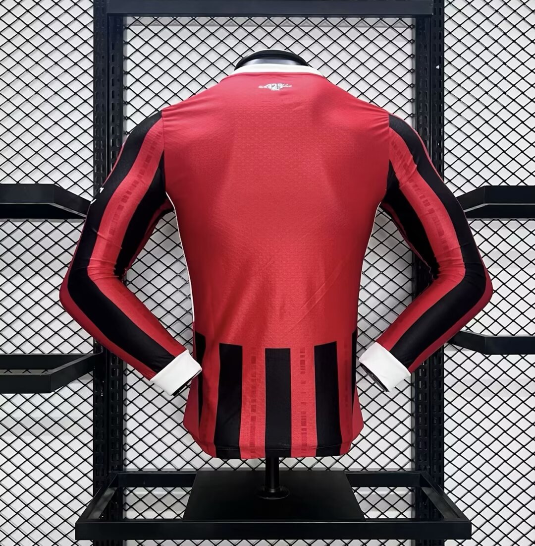 AC Milan 24-25 Home Long Sleeve Jersey - Player Version - ReplicasJersey