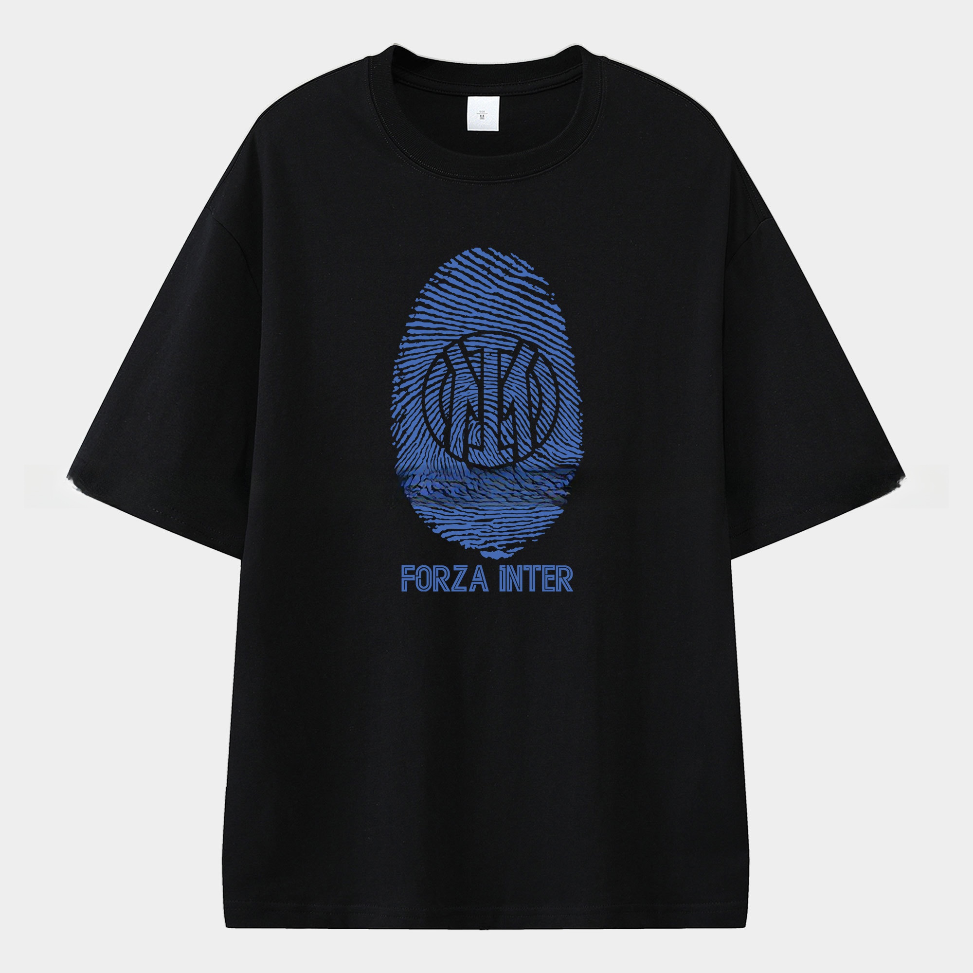 Inter Milan Team Logo Fingerprint Unisex Pure Cotton T-shirt - ReplicasJersey