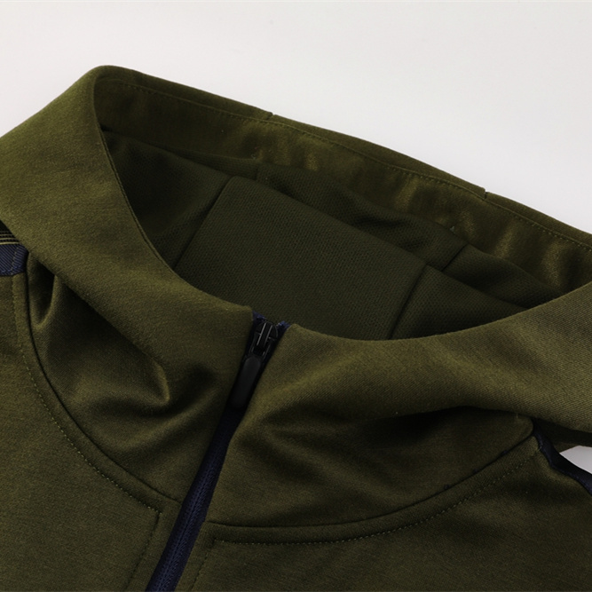 Napoli 24-25 Hooded Jacket Training Tracksuit - Army Green Top and Deep Blue Pants - ReplicasJersey