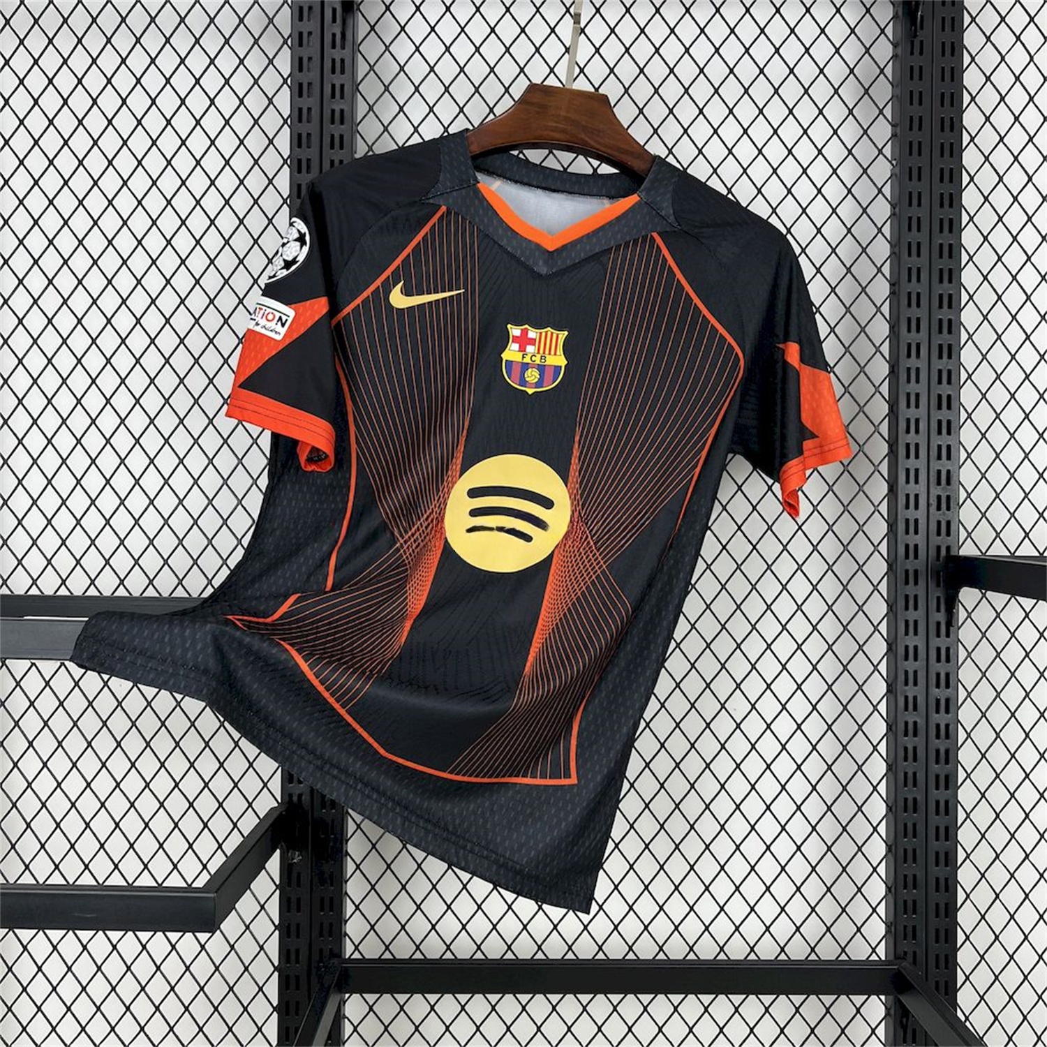 B.A.R.S.A 25-26 T90 Orange Lines Black Special Jersey - Fans Version - ReplicasJersey