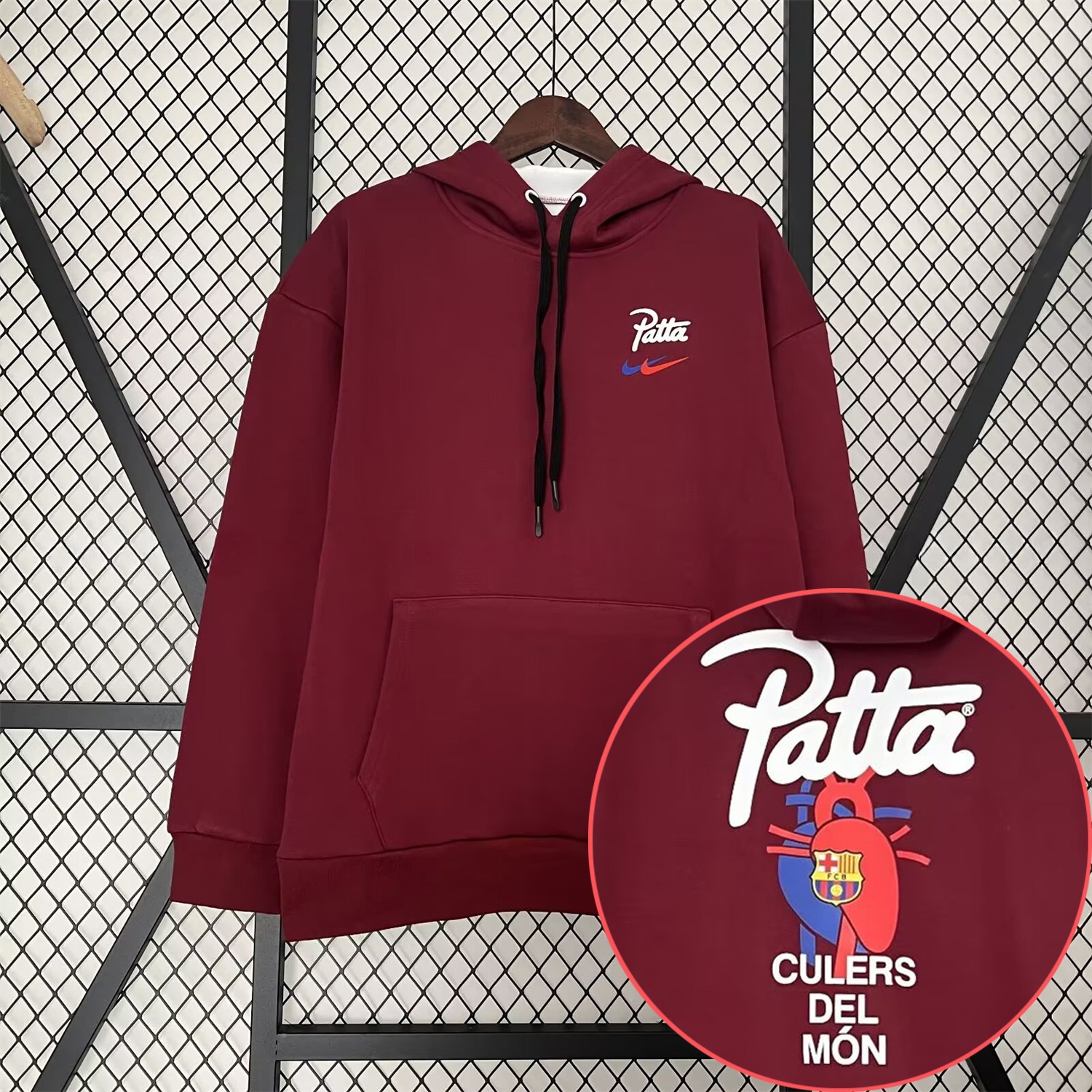 B.A.R.S.A x Patta 25-26 Red Unisex Pullover Hoodie - ReplicasJersey