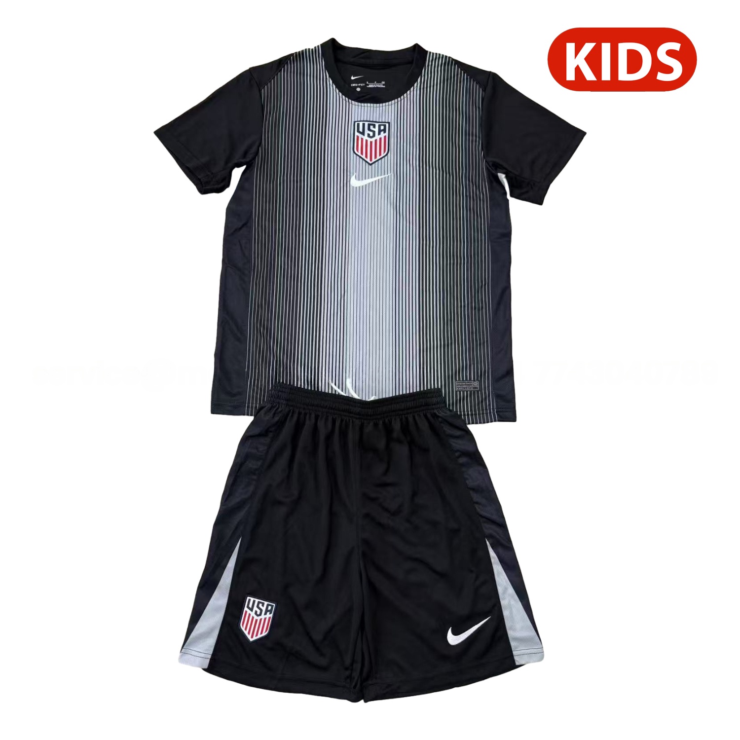 United States USA 25-26 Black Goalkeeper Kids Kit - ReplicasJersey