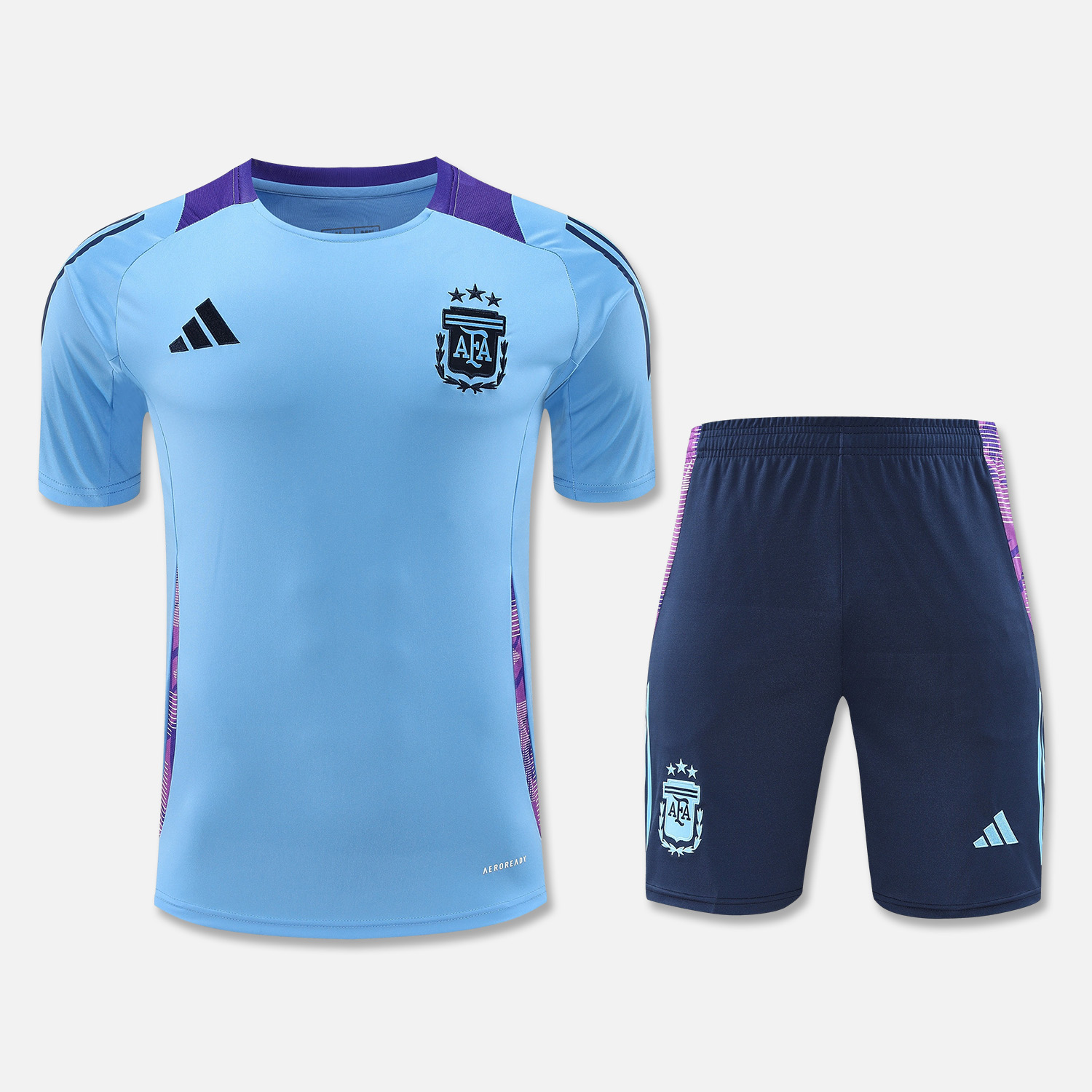 Argentina 24-25 Short-Sleeve Training Set - Blue Top & Deep Blue Shorts - ReplicasJersey