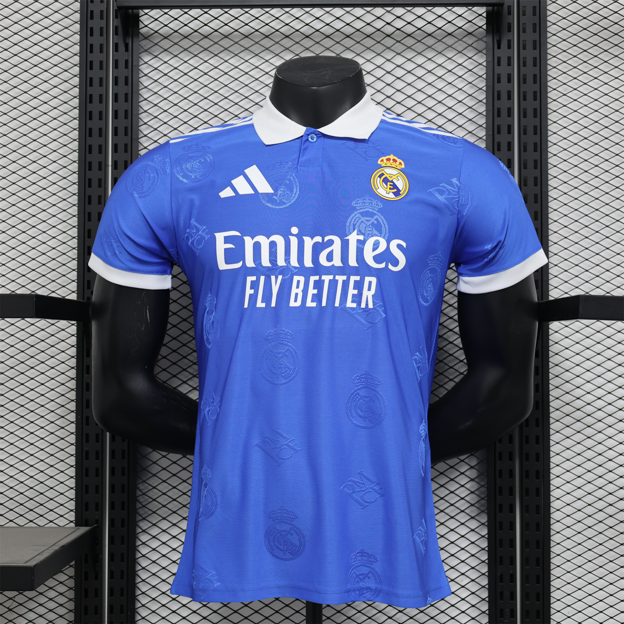 Real Madrid 24-25 Blue LOGO Special Edition Jersey - Player Version - ReplicasJersey
