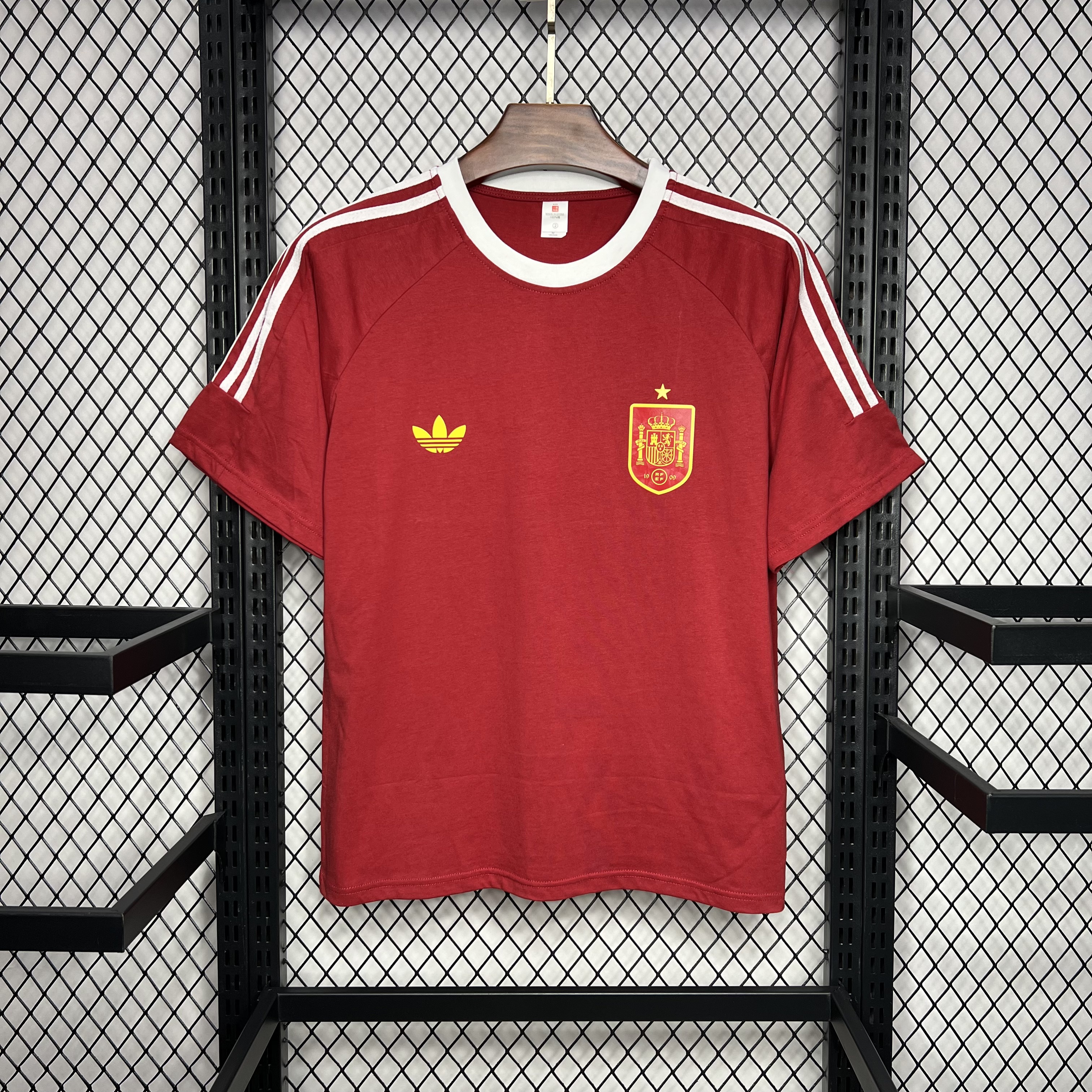 Spain 2024 Euro Red Retro Style Jersey - Fans Version - ReplicasJersey