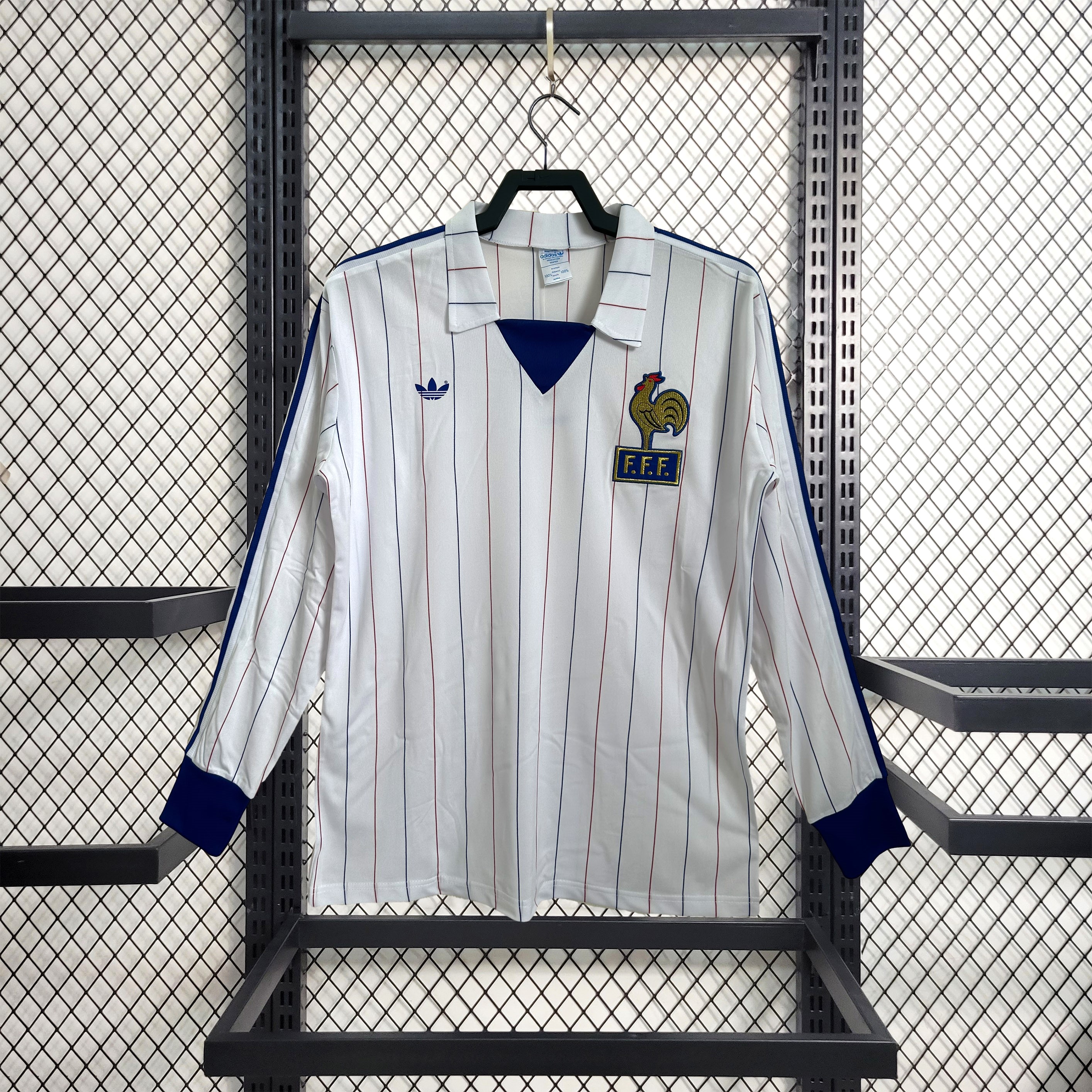 Retro France 1980-82 Away Long Sleeve Jersey - ReplicasJersey