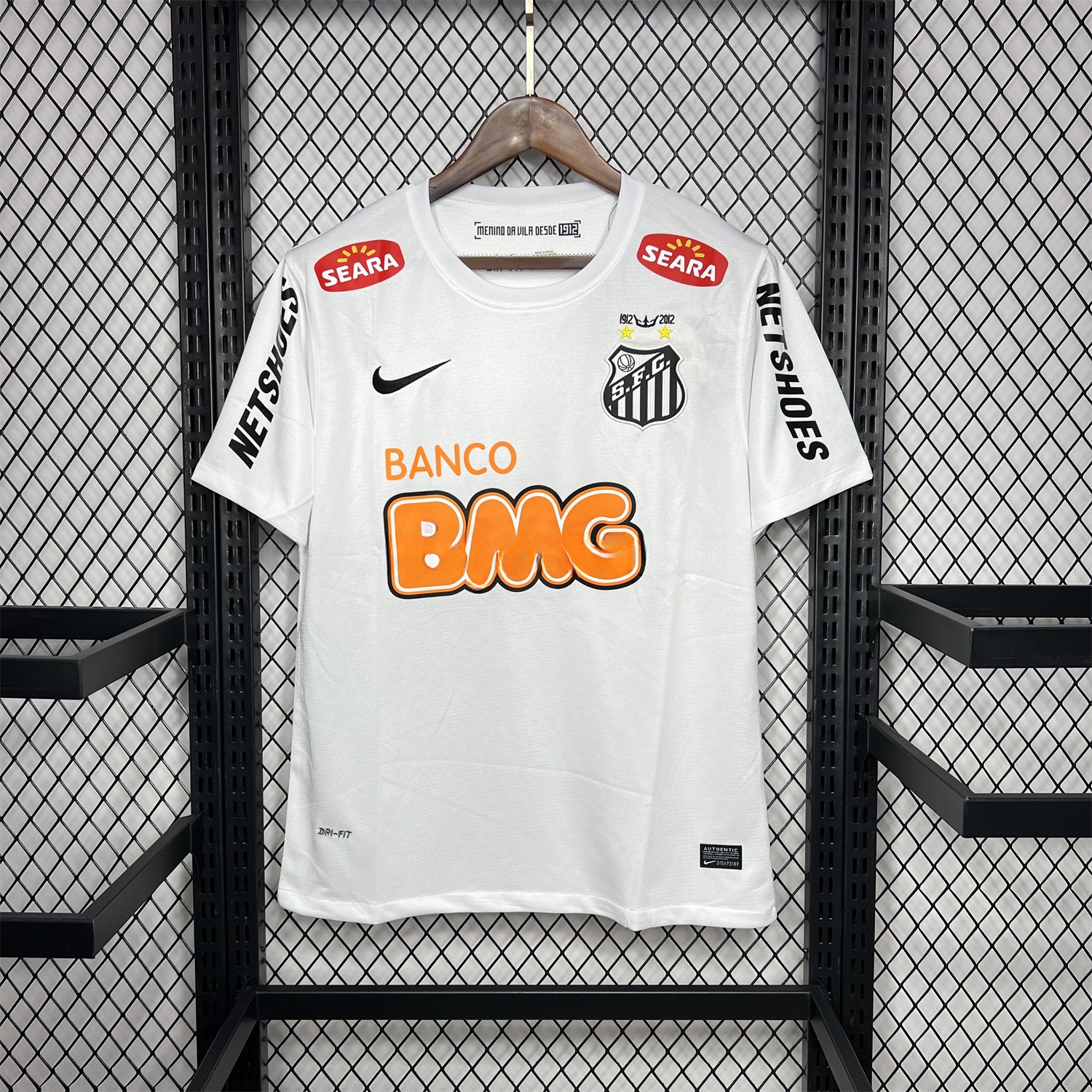Retro Santos 2012 Centennial Home Jersey with SEARA Sponsor Patch - ReplicasJersey
