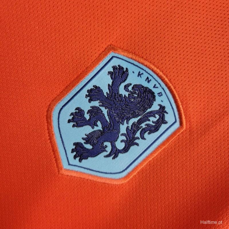 Netherlands 2024 Home Stadium Kids Kit - ReplicasJersey