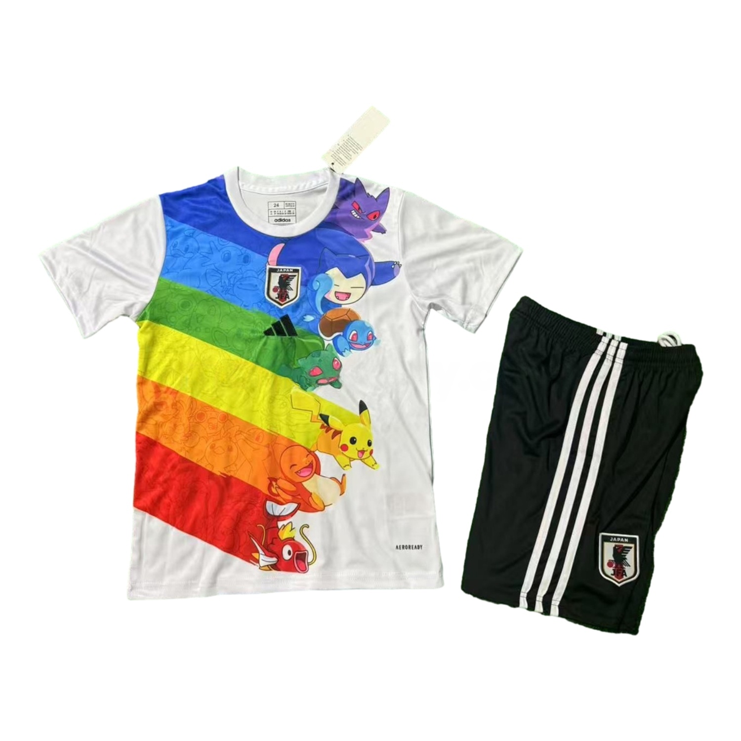 Japan 25-26 Pokemon Rainbow White Kids Kit - ReplicasJersey