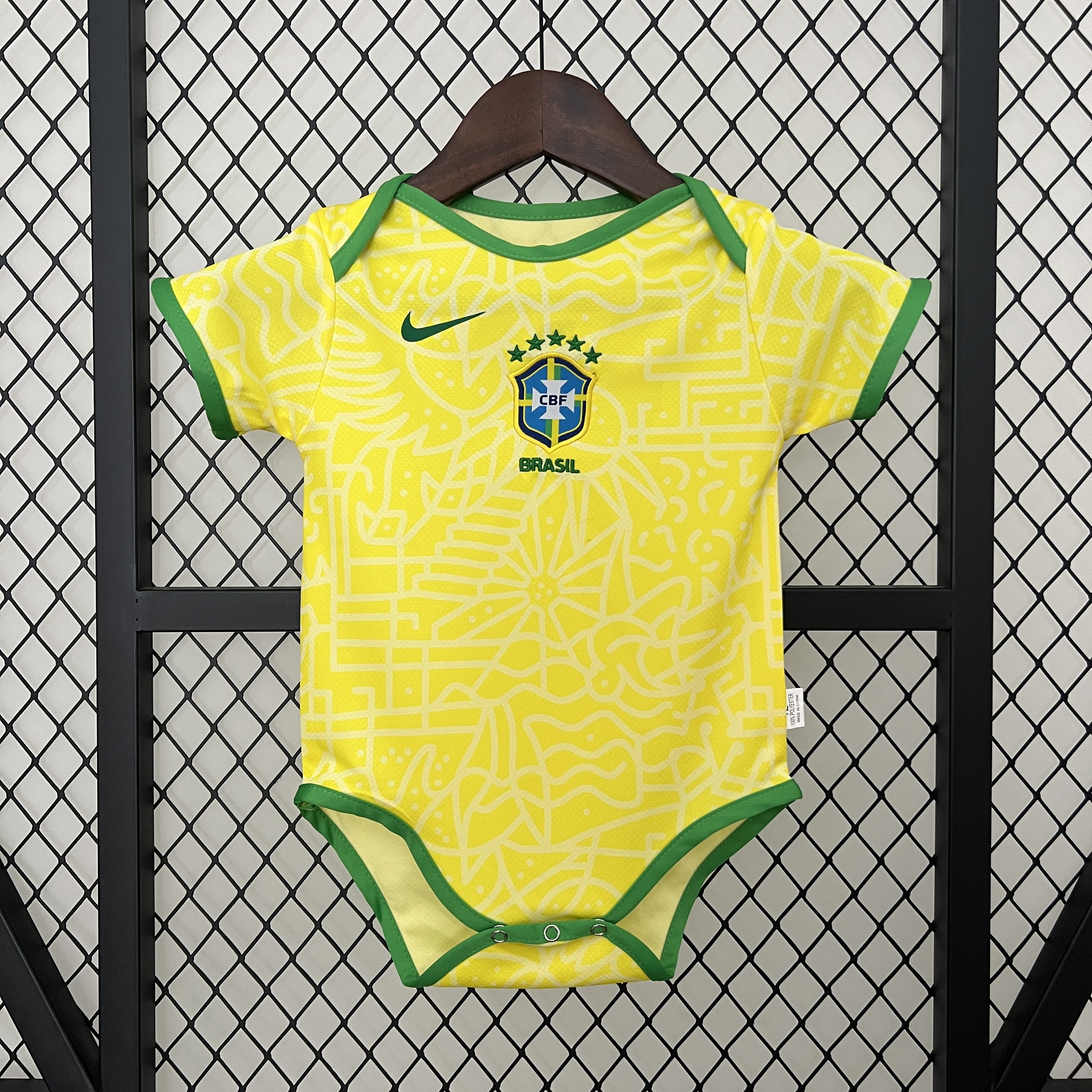 Brazil 2024 Home Baby Crawling Suit - ReplicasJersey
