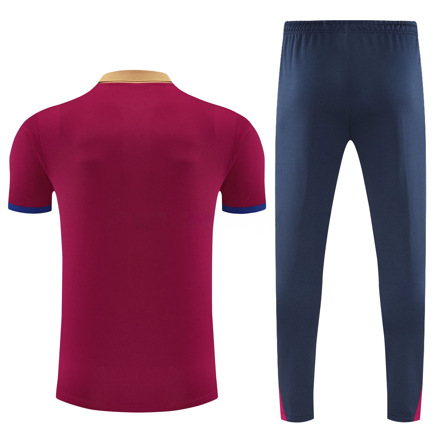 B.A.R.S.A 25-26 POLO Short-Sleeve Training Set - Deep Red Top and Black Pants - ReplicasJersey