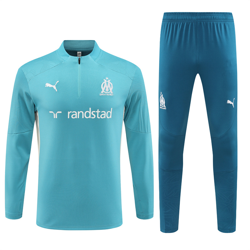 Marseille 24-25 Long Sleeve Training Set - Lake Blue - ReplicasJersey