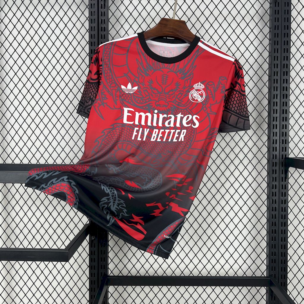 Real Madrid 24-25 Red & Black Dragon Special Edition Jersey - ReplicasJersey