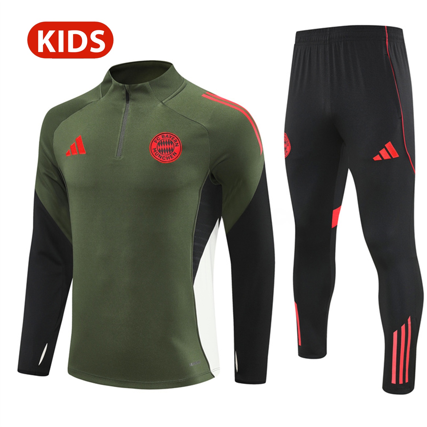 Bayern Munich 25-26 Kid Long Sleeves Training Set - Green Top & Black Pants - ReplicasJersey