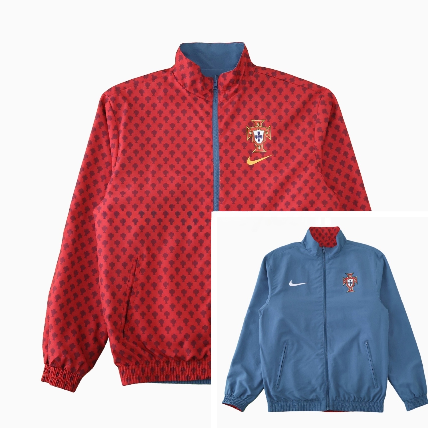 Portugal 24-25 Double Sided Reversible Windbreaker - Red & Blue - ReplicasJersey