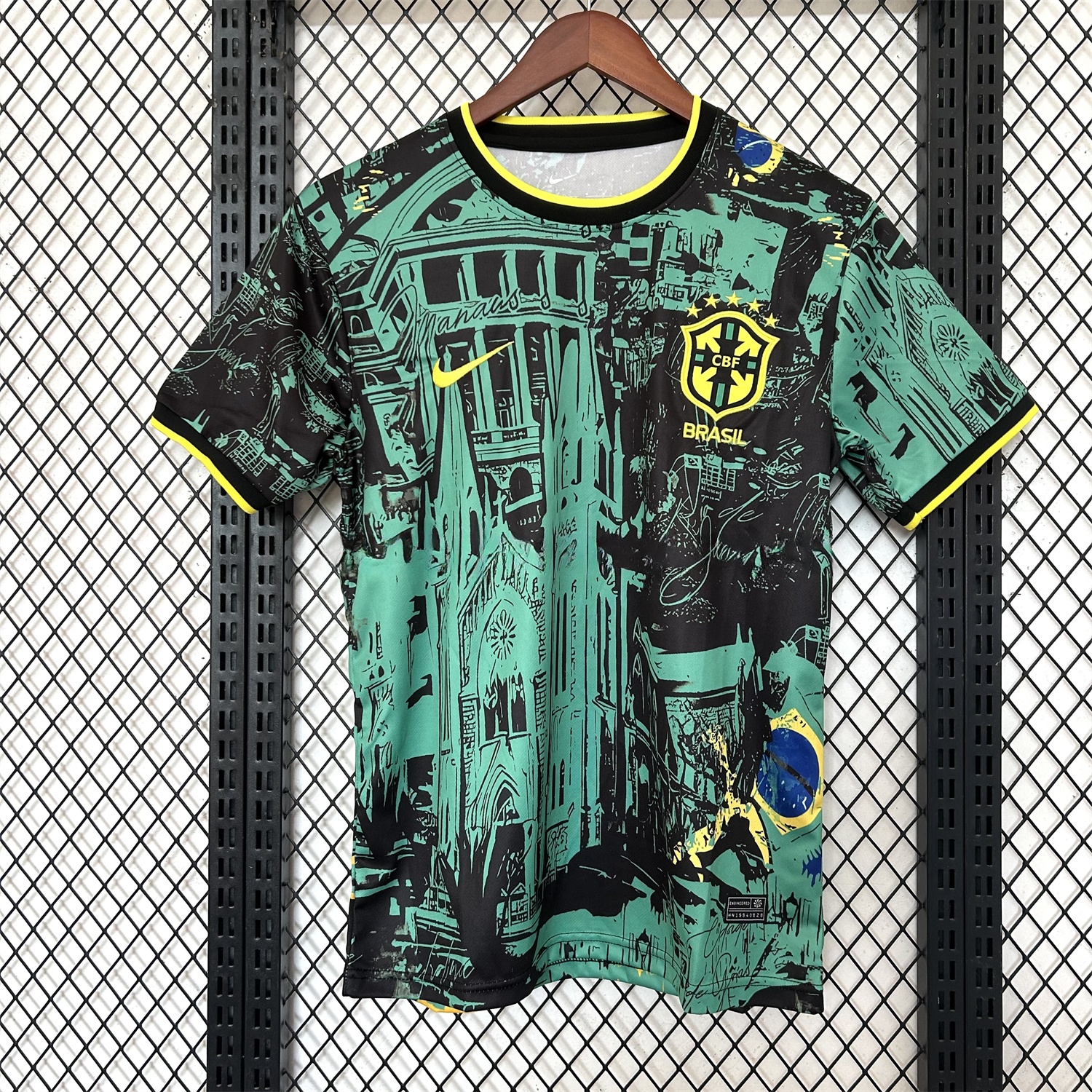 Brazil 2024 Black and Green Church Jersey - Fans Version - ReplicasJersey