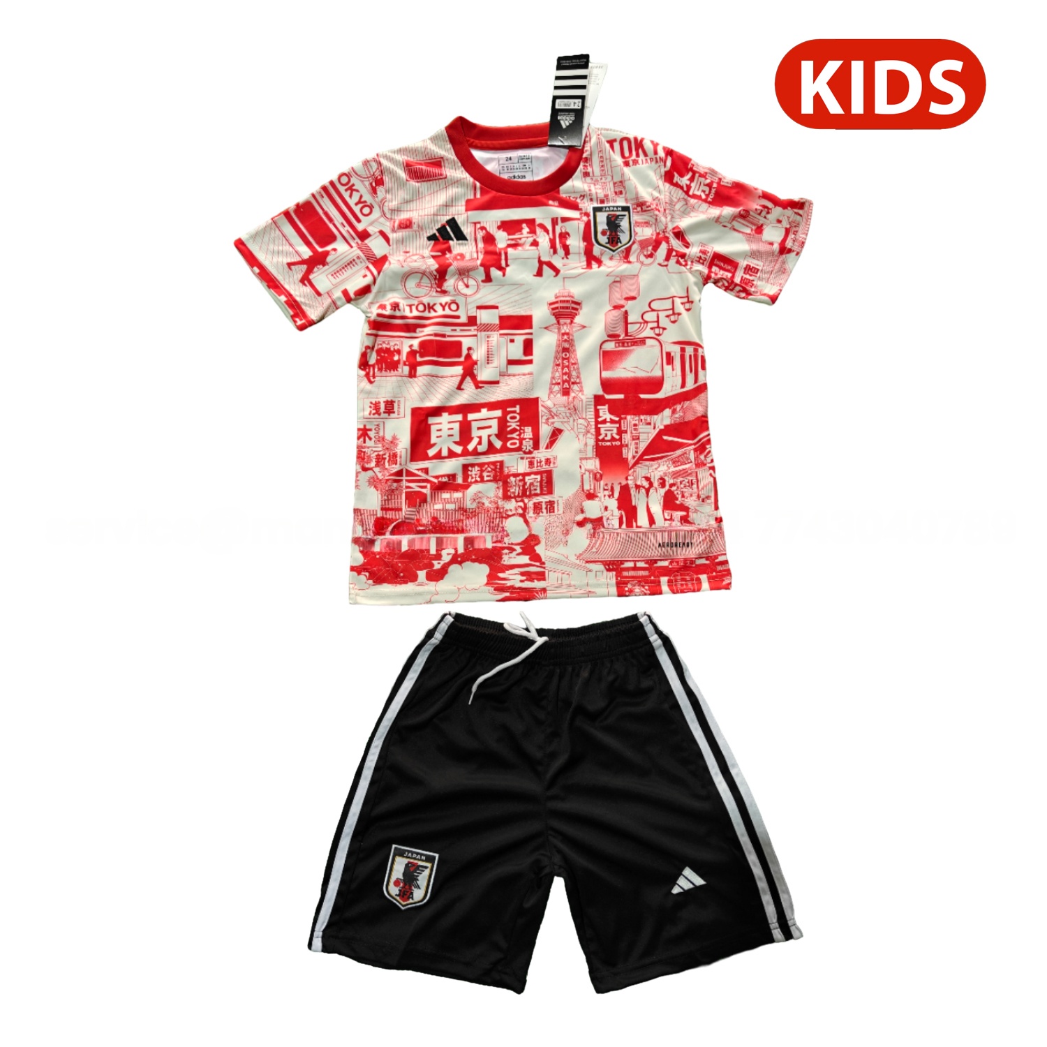 Japan 25-26 Tokyo City Appearance White And Red Special Kids Kit - ReplicasJersey
