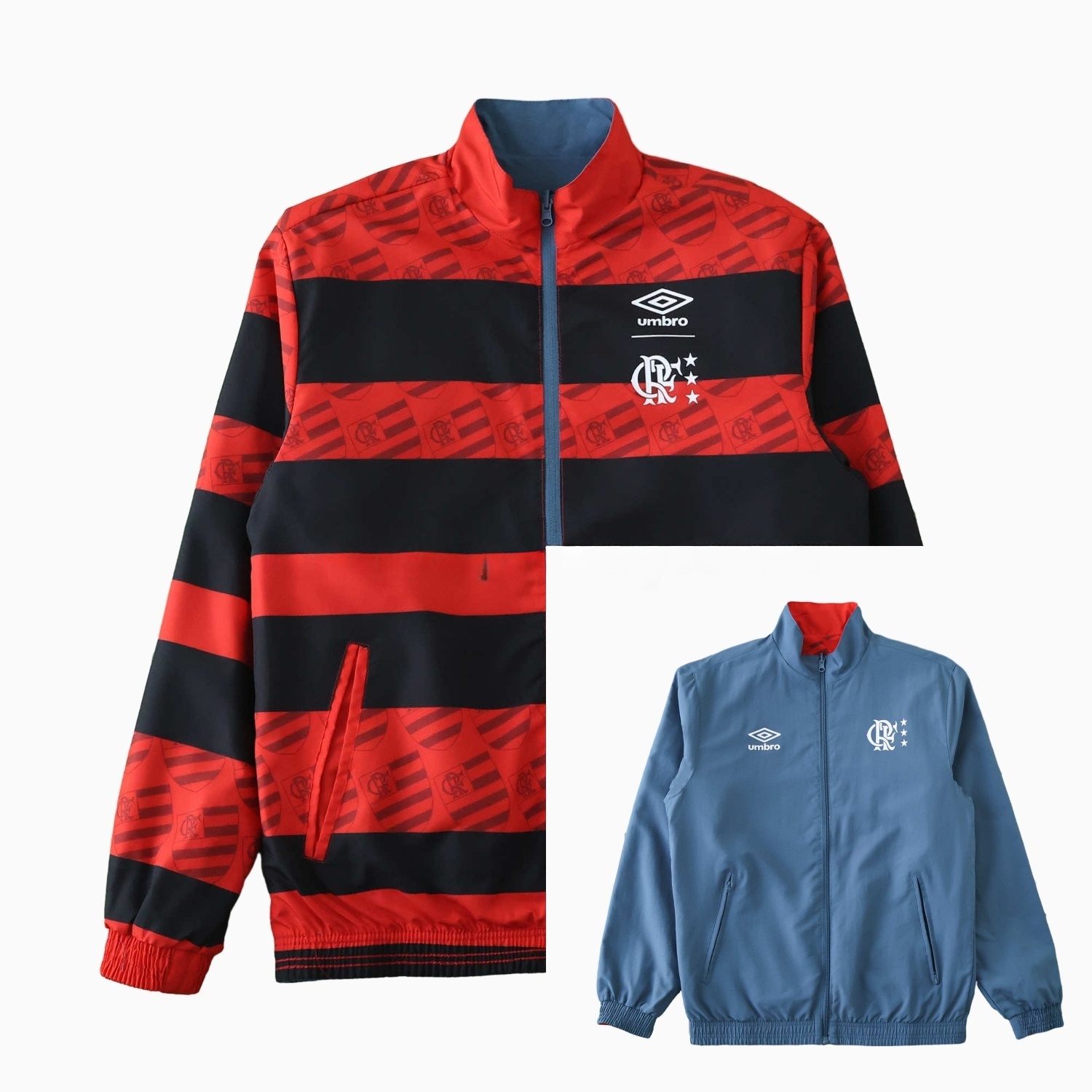 Flamengo 24-25 Double Sided Reversible Windbreaker - Red & Blue - ReplicasJersey