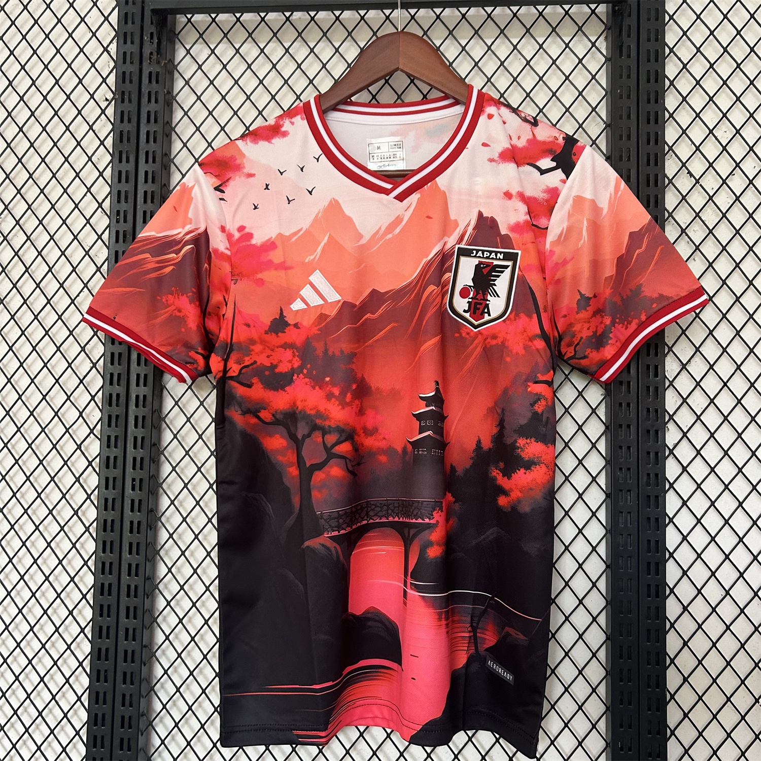 Japan 25-26 Red Mountains & River & Tower Special Jersey - Fans Version - ReplicasJersey