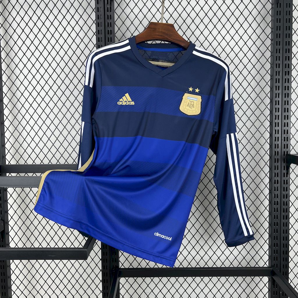 Retro Argentina 2014 Away Long Sleeves Jersey - ReplicasJersey