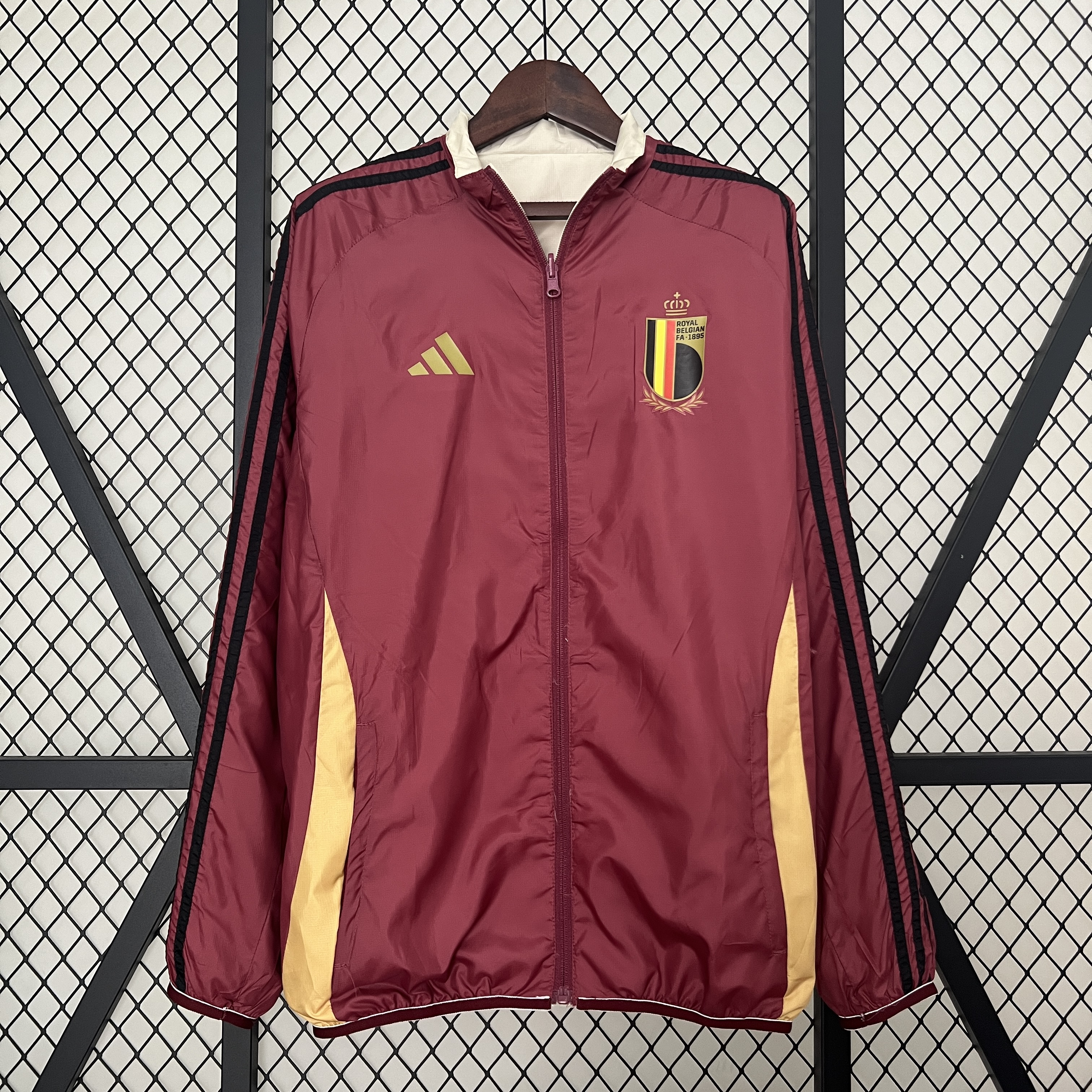 Belgium 2024 Double Sided Reversible Windbreaker - Red & Yellow - ReplicasJersey