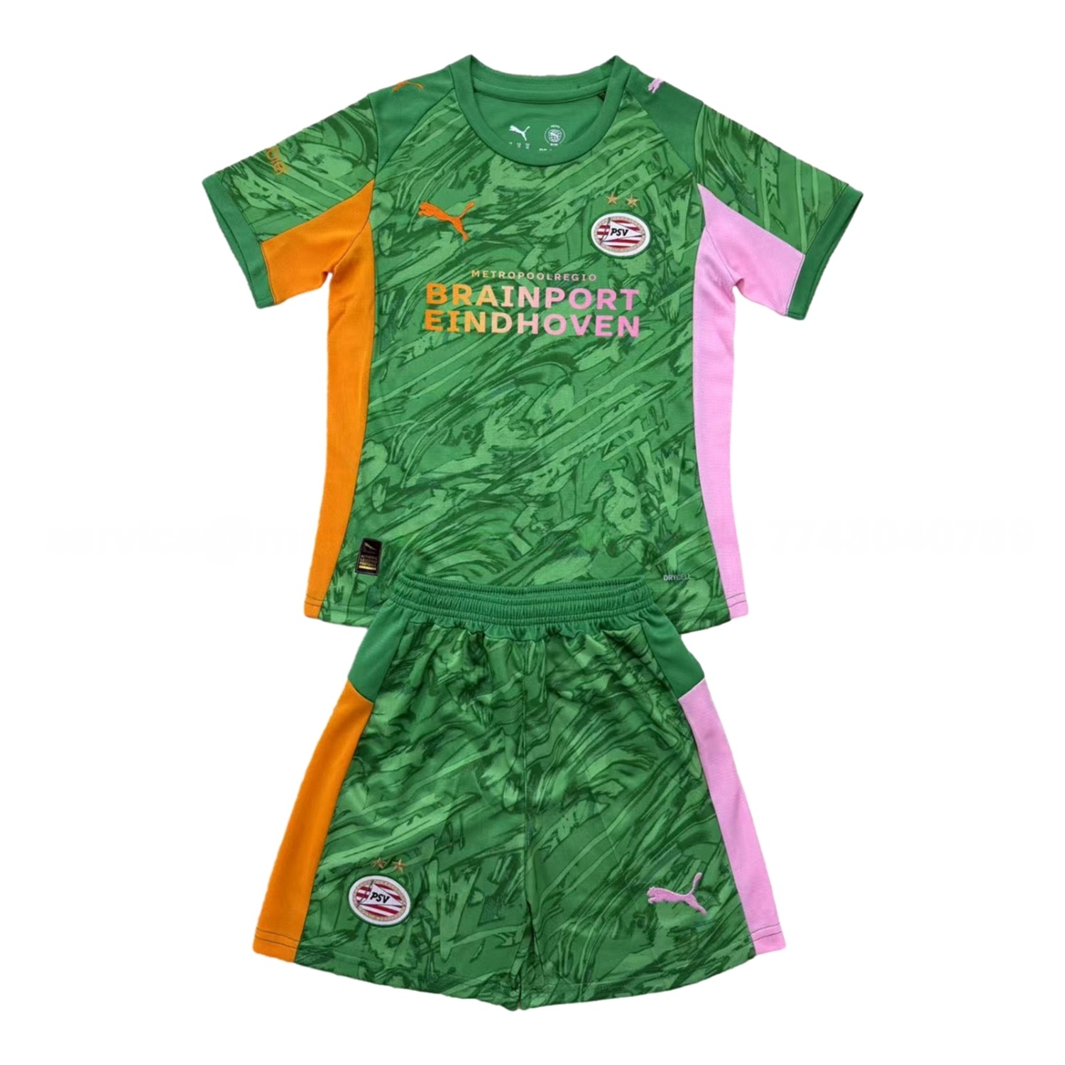 PSV Eindhoven 25-26 Green Goalkeeper Men's Adult Jersey Set - Fans Version - ReplicasJersey