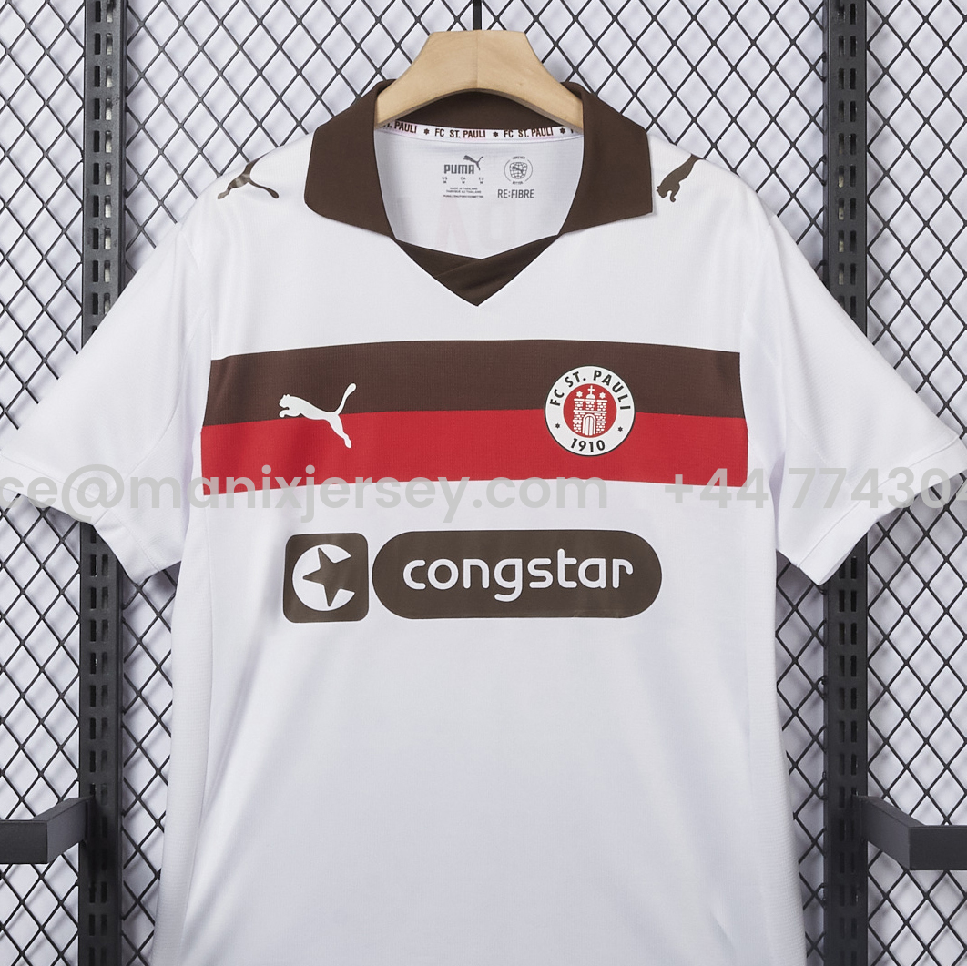 St. Pauli 25-26 Away White Jersey - Fans Version - ReplicasJersey
