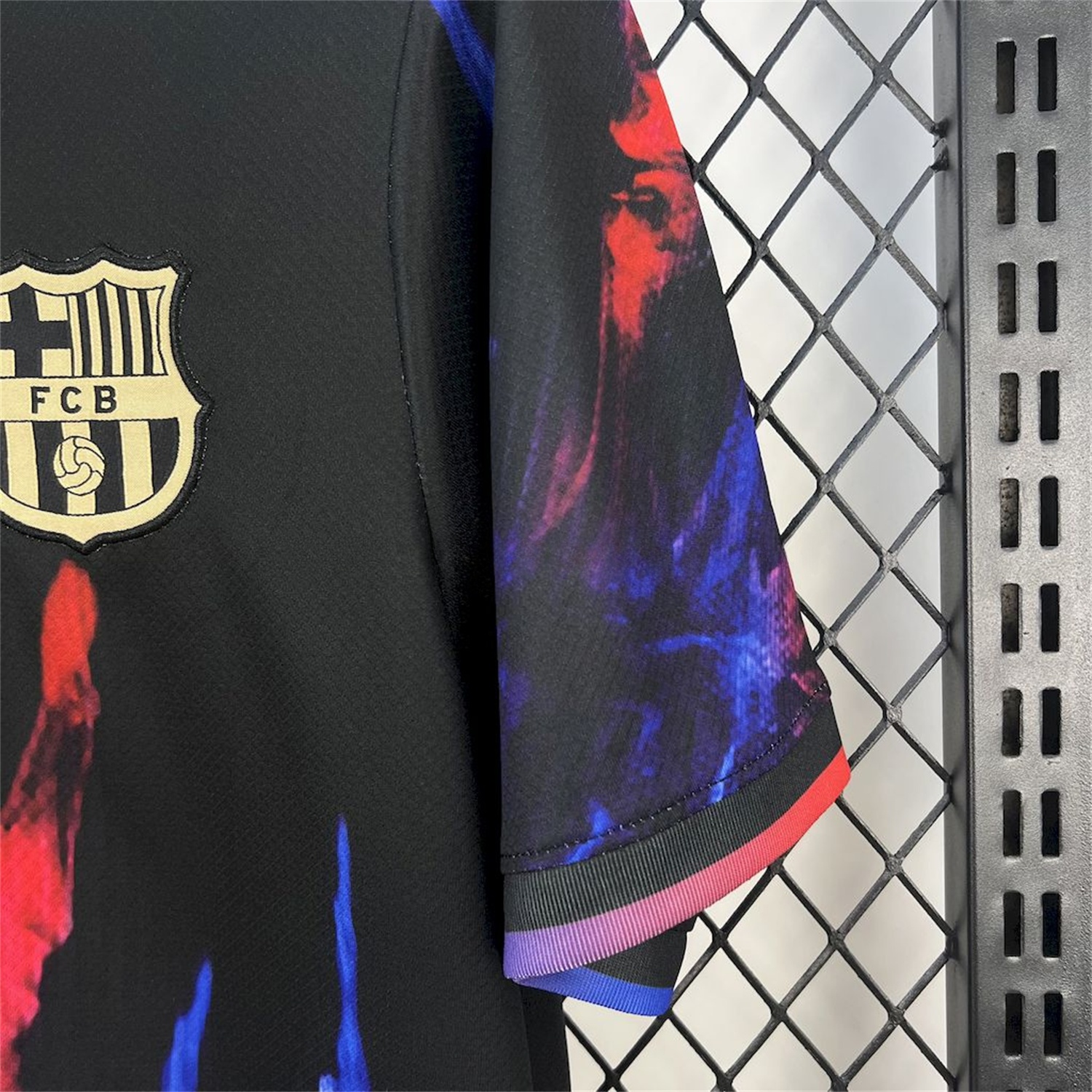 B.A.R.S.A 25-26 Red & Blue Palm Black Jersey - Fans Version - ReplicasJersey