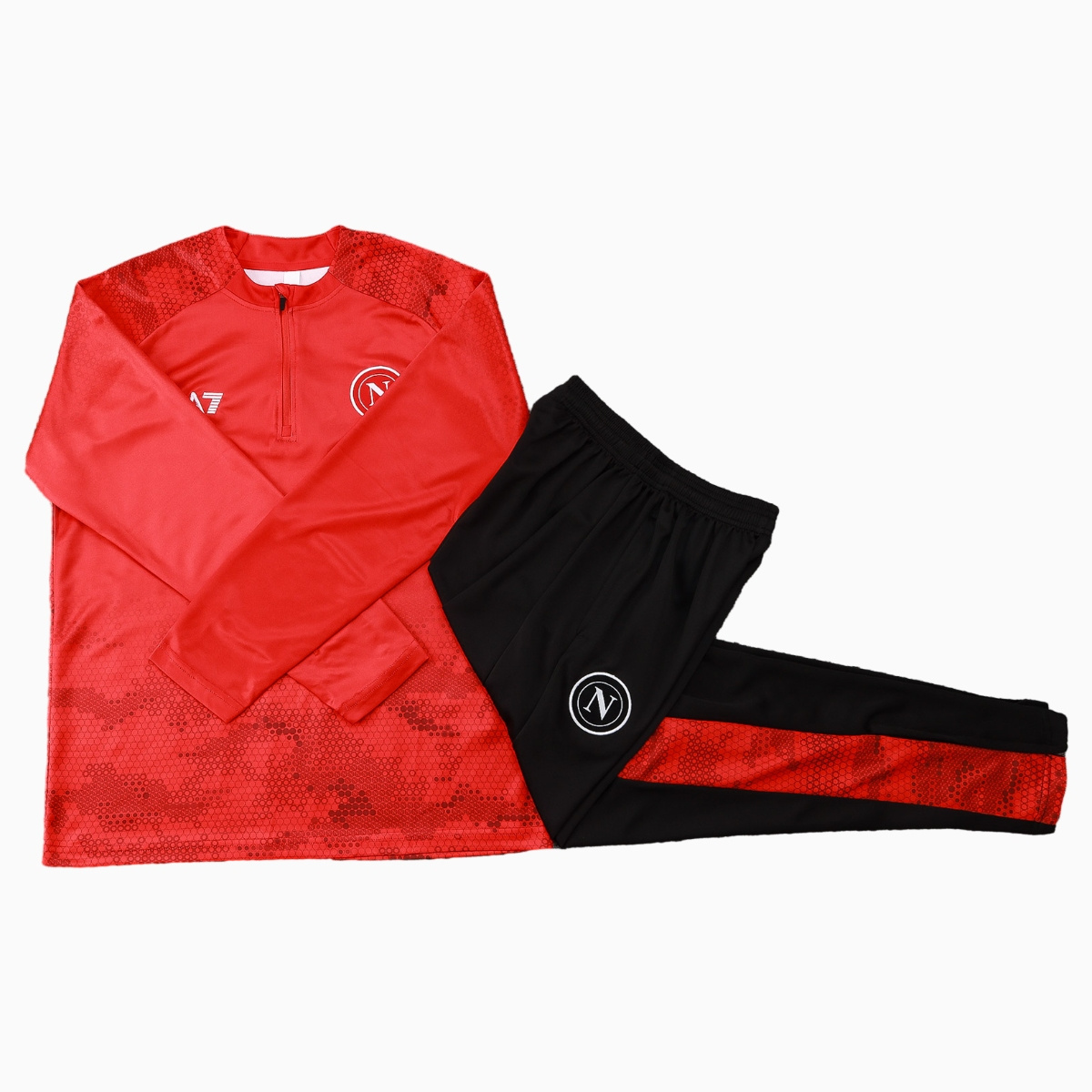 Napoli 24-25 Long Sleeve Training Set - Red Top and Black Pants - ReplicasJersey