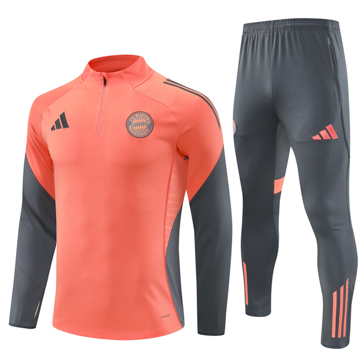 Bayern Munich 25-26 Long Sleeves Training Set - Orange Top & Gray Pants - ReplicasJersey