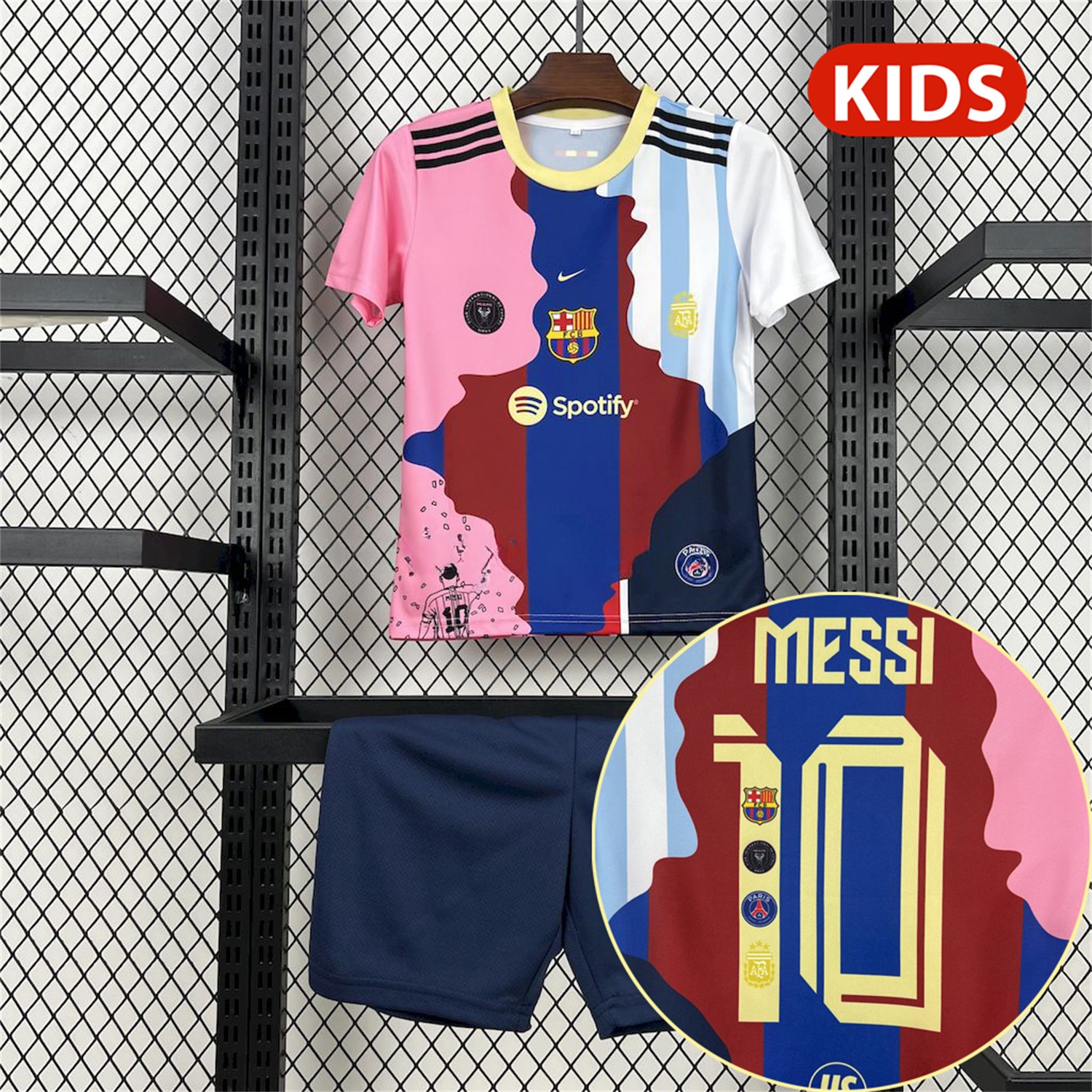 Messi Career Commemorative Kids Kit with Messi #10 - B.A.R.S.A Argentina Paris Saint-Germain PSG INT M.A.M - ReplicasJersey