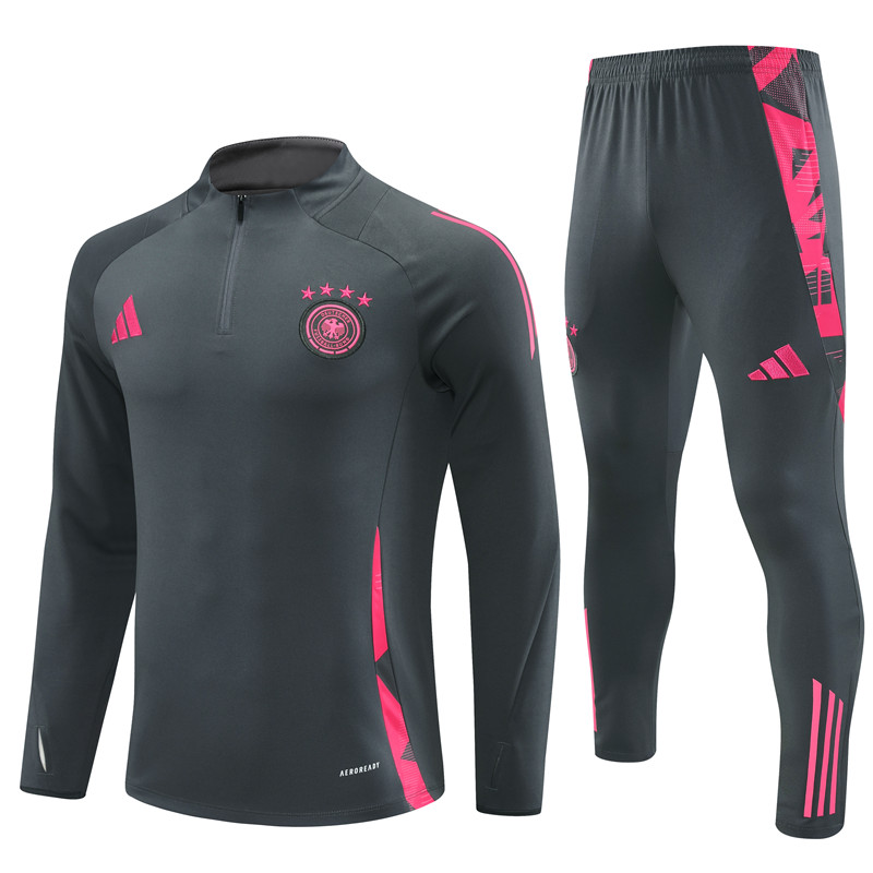 Germany 2024 Long Sleeve Training Set - Dark Gray With Pink - ReplicasJersey