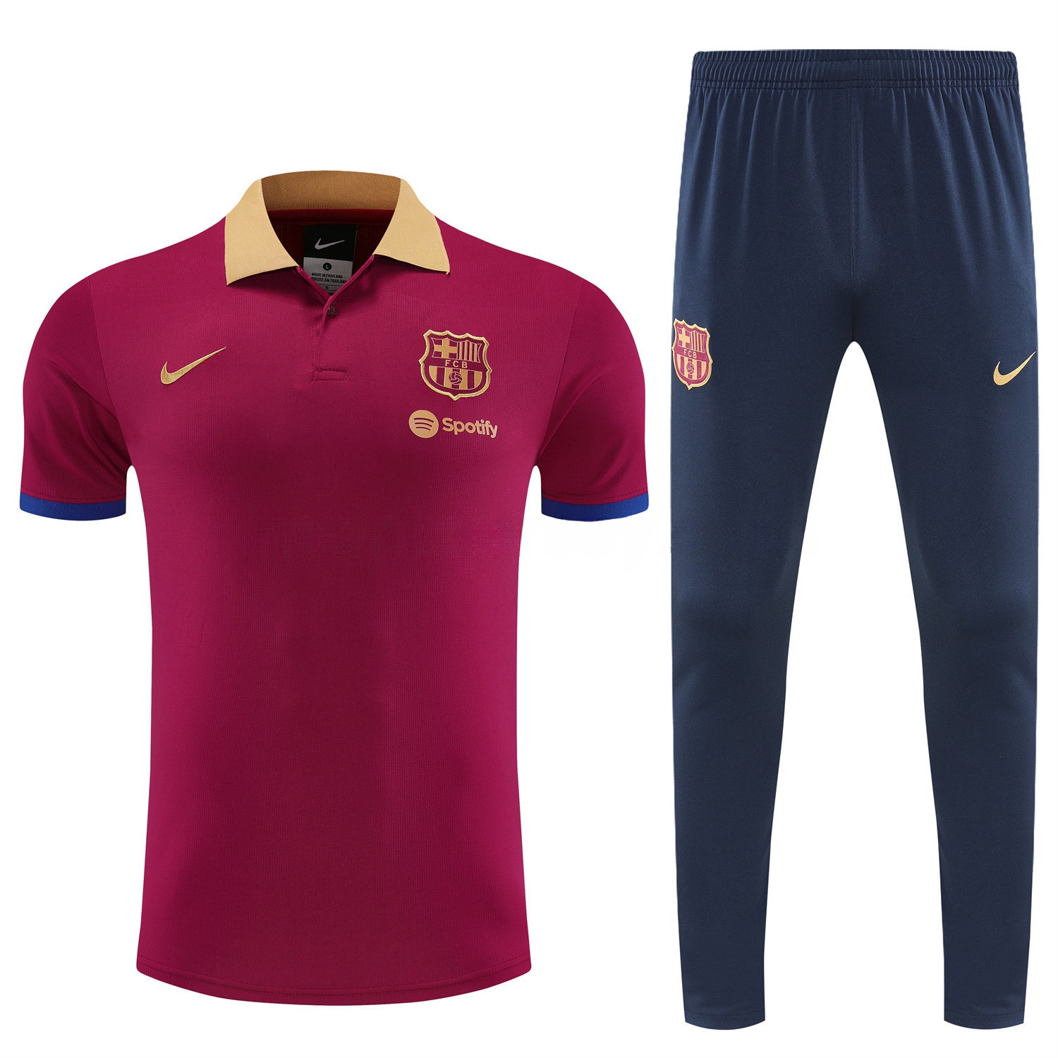 B.A.R.S.A 25-26 POLO Short-Sleeve Training Set - Deep Red Top and Black Pants - ReplicasJersey