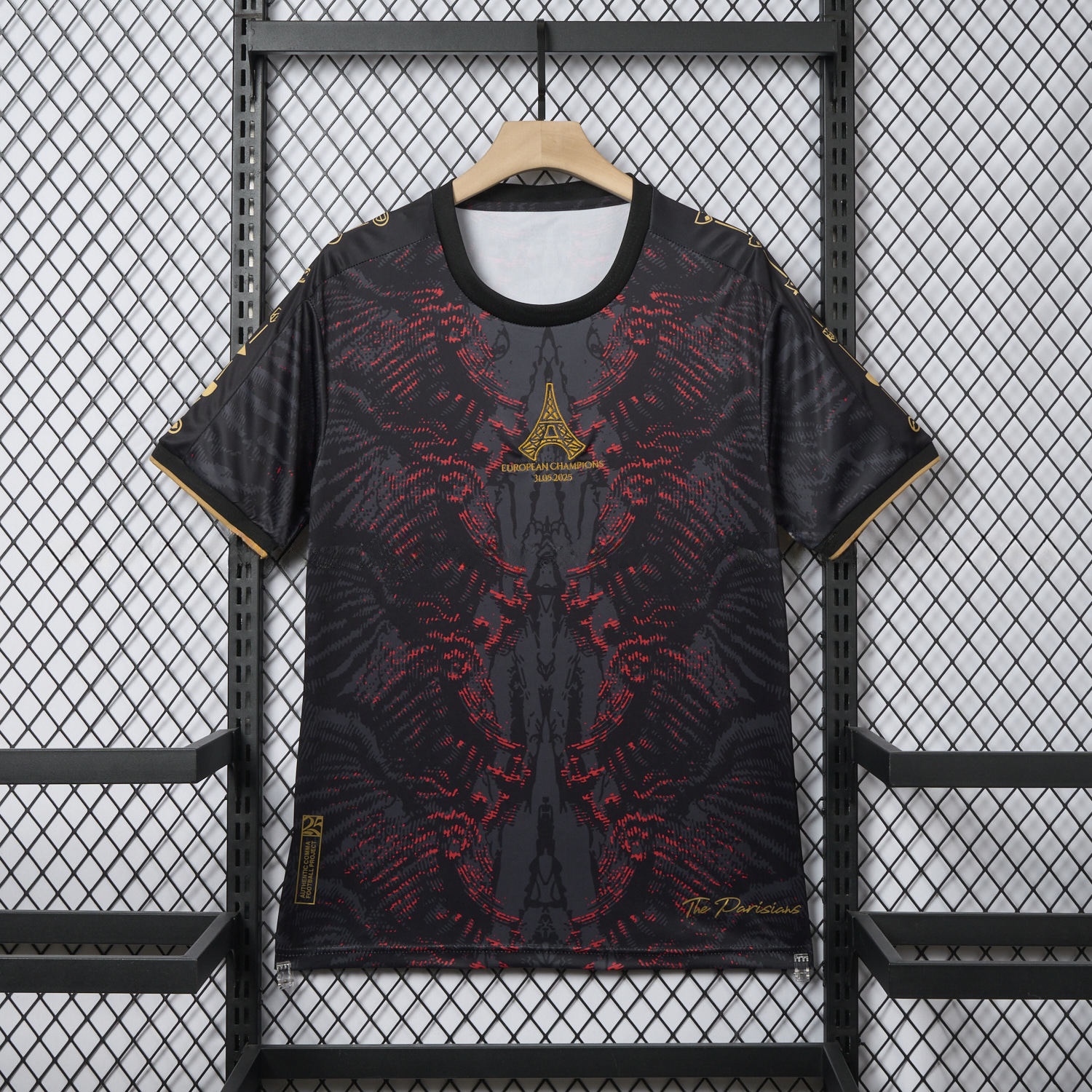 Paris Saint-Germain PSG 25-26 Champions League Commemorative Edition Black Red Eiffel Tower T-shirts - ReplicasJersey