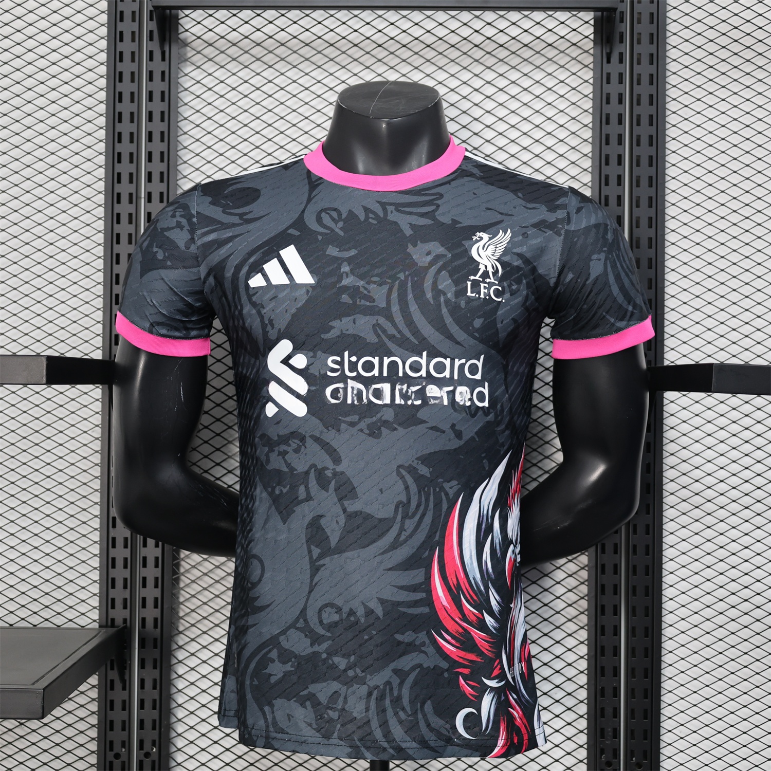 Liver.pool 25-26 Red White Liver.pool Bird Black Special Jersey - Player Version - ReplicasJersey