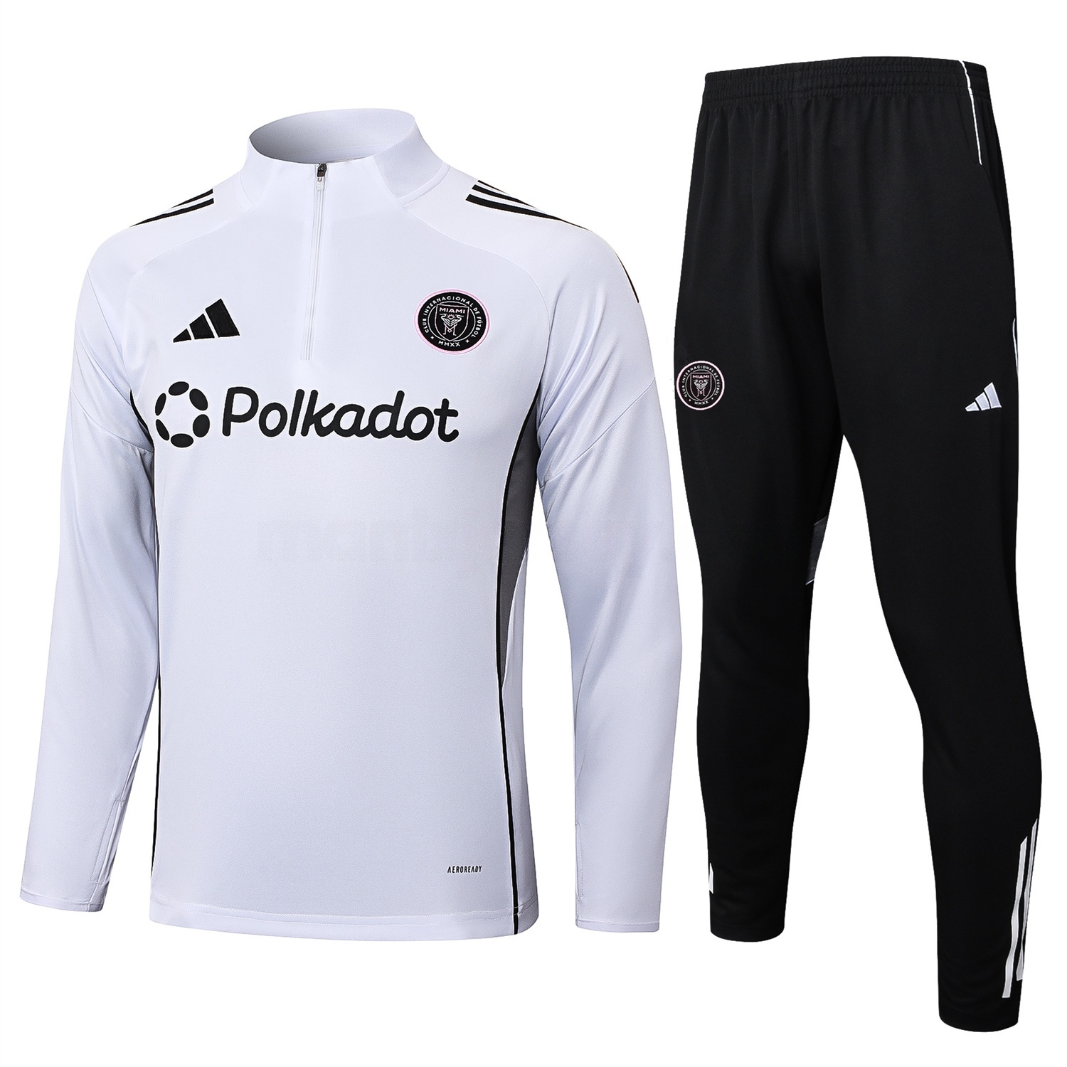 INT M.A.M 25-26 Long Sleeves Training Set - White Top & Black Pants - ReplicasJersey