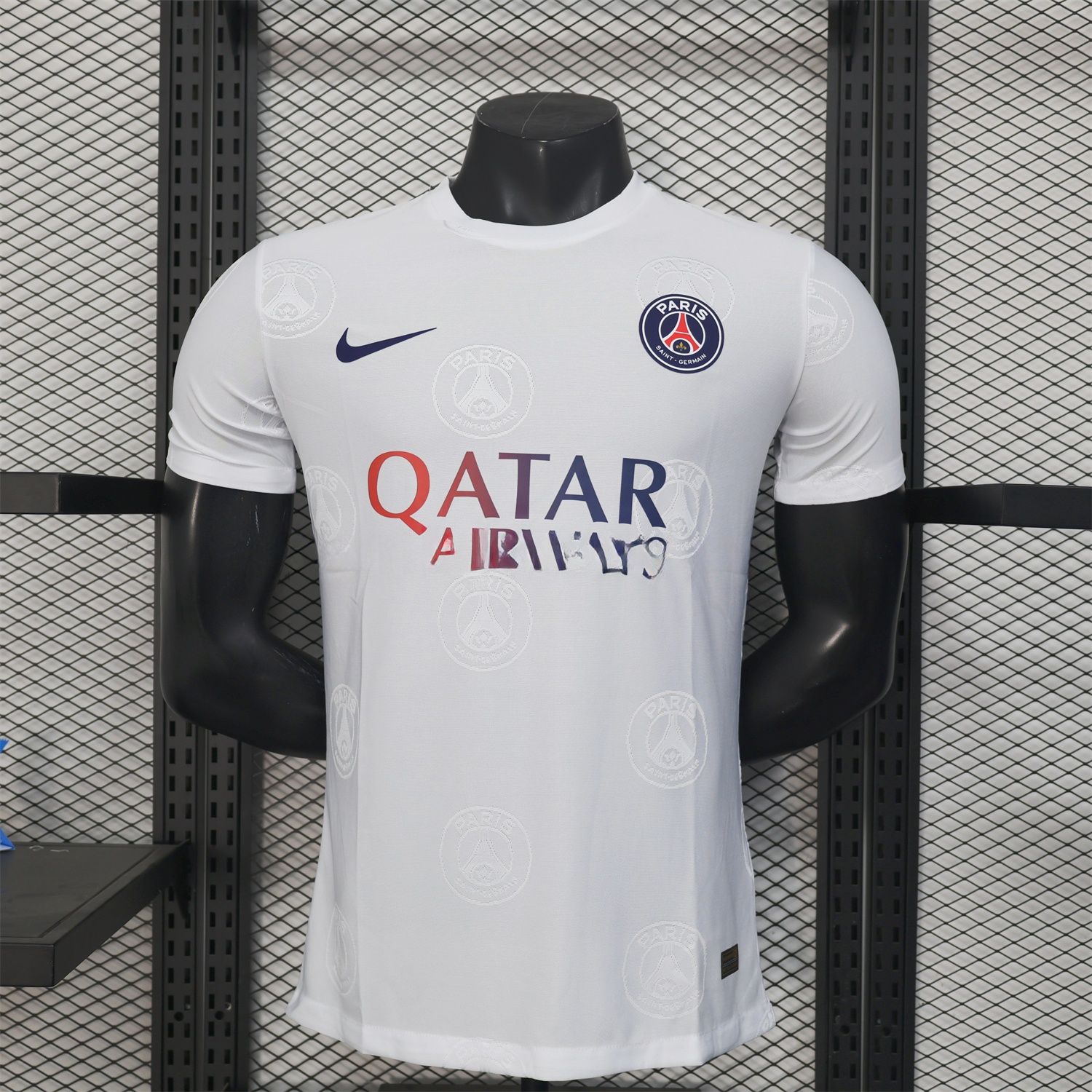 Paris Saint-Germain PSG 25-26 White Jersey with Team Logo Decoration and Gradient Advertising - Player Version - ReplicasJersey