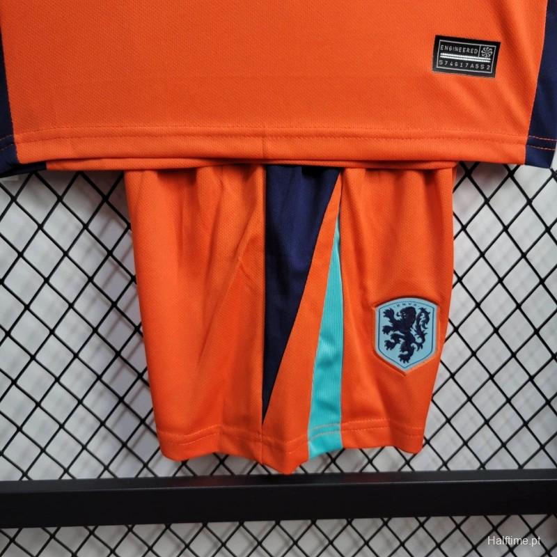 Netherlands 2024 Home Stadium Kids Kit - ReplicasJersey