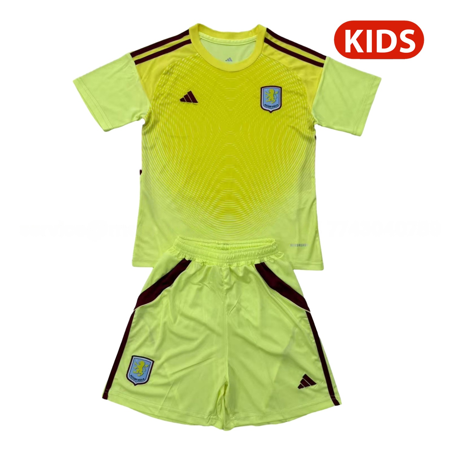 Aston Villa 25-26 Yellow Unsponsored Goalkeeper Kids Kit - ReplicasJersey