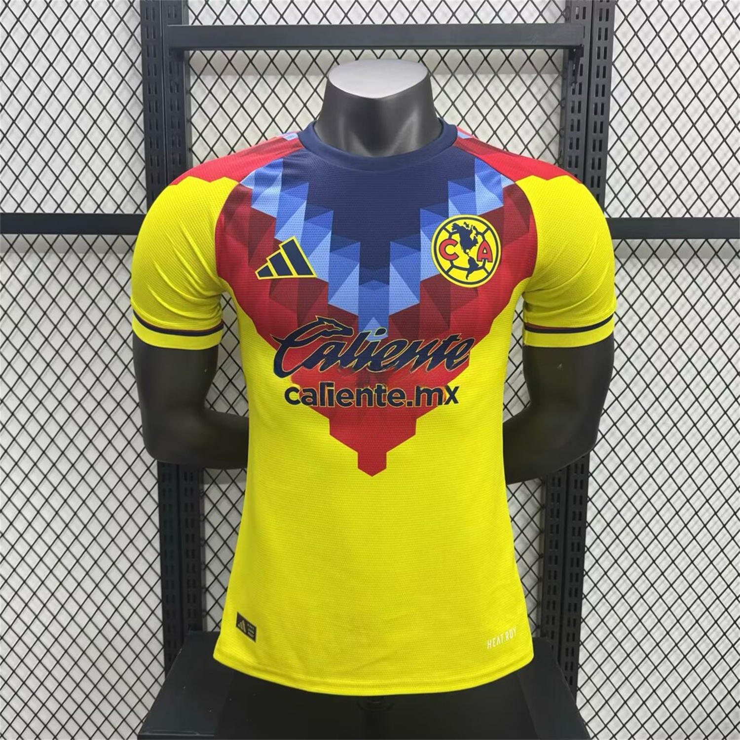 Club América 25-26 Blue and Red V-Shaped Camouflage Yellow Jersey - Player Version - ReplicasJersey