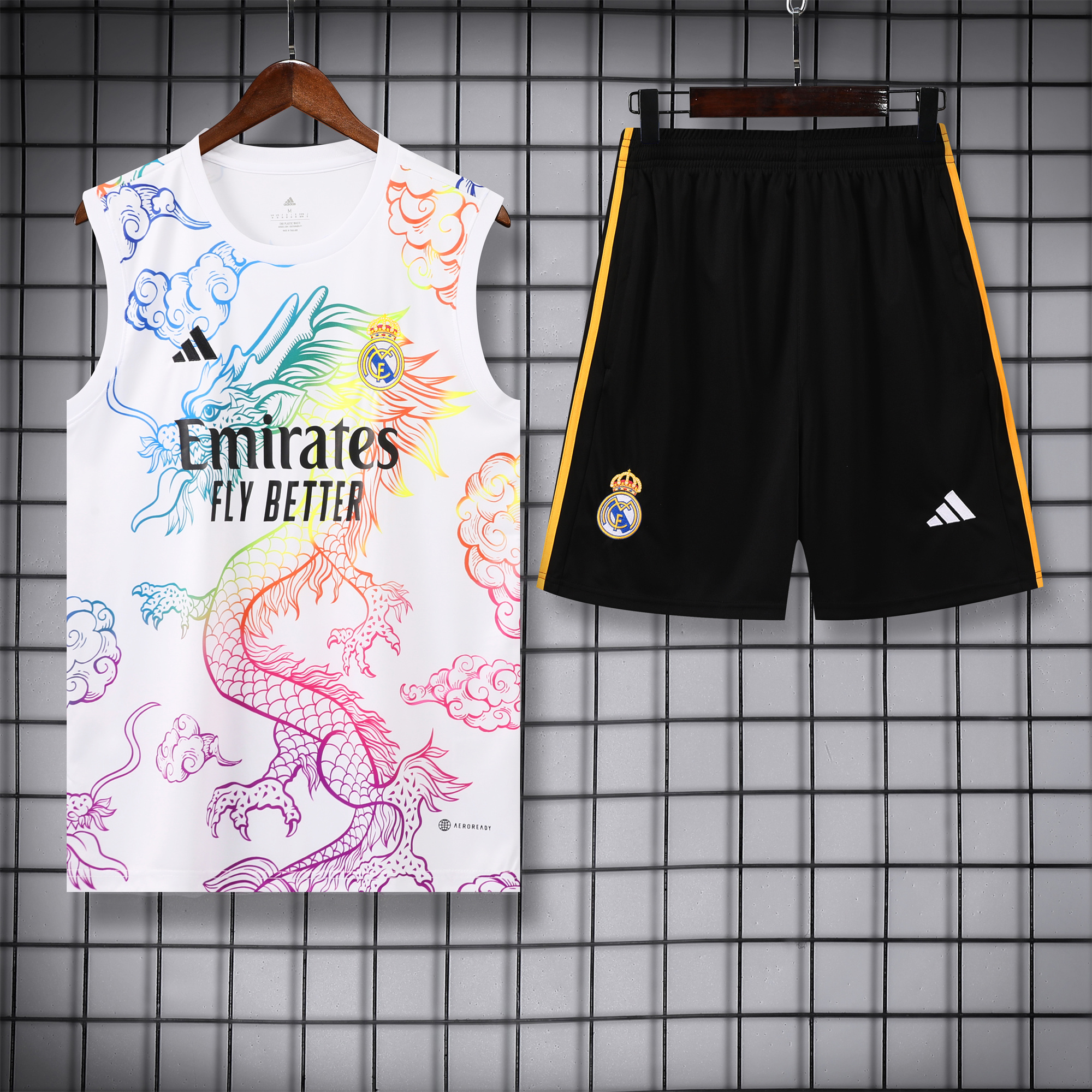 Real Madrid 24-25 Vest Training Set - White Dragon - ReplicasJersey