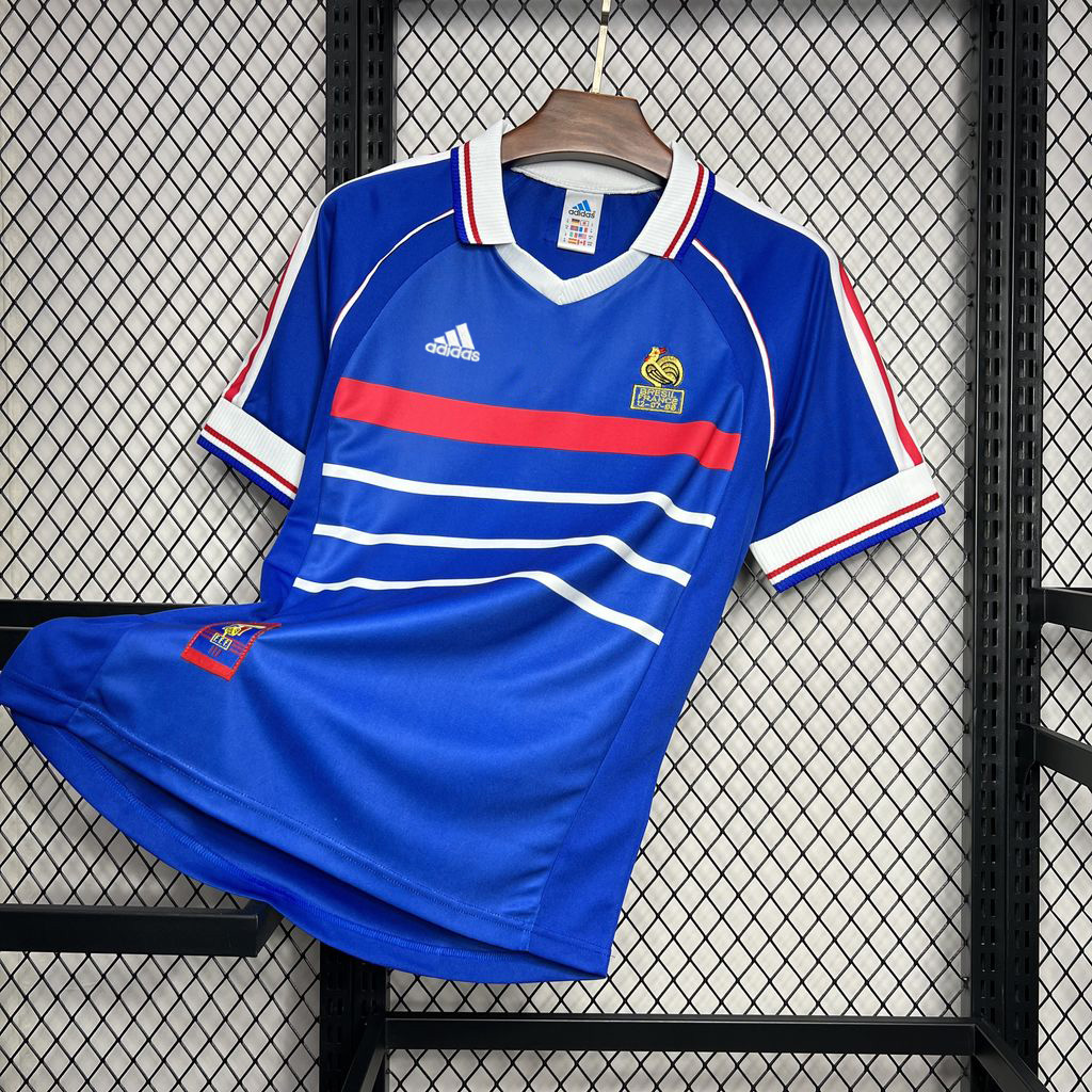 Retro France 1998 Home Stadium Jersey - ReplicasJersey