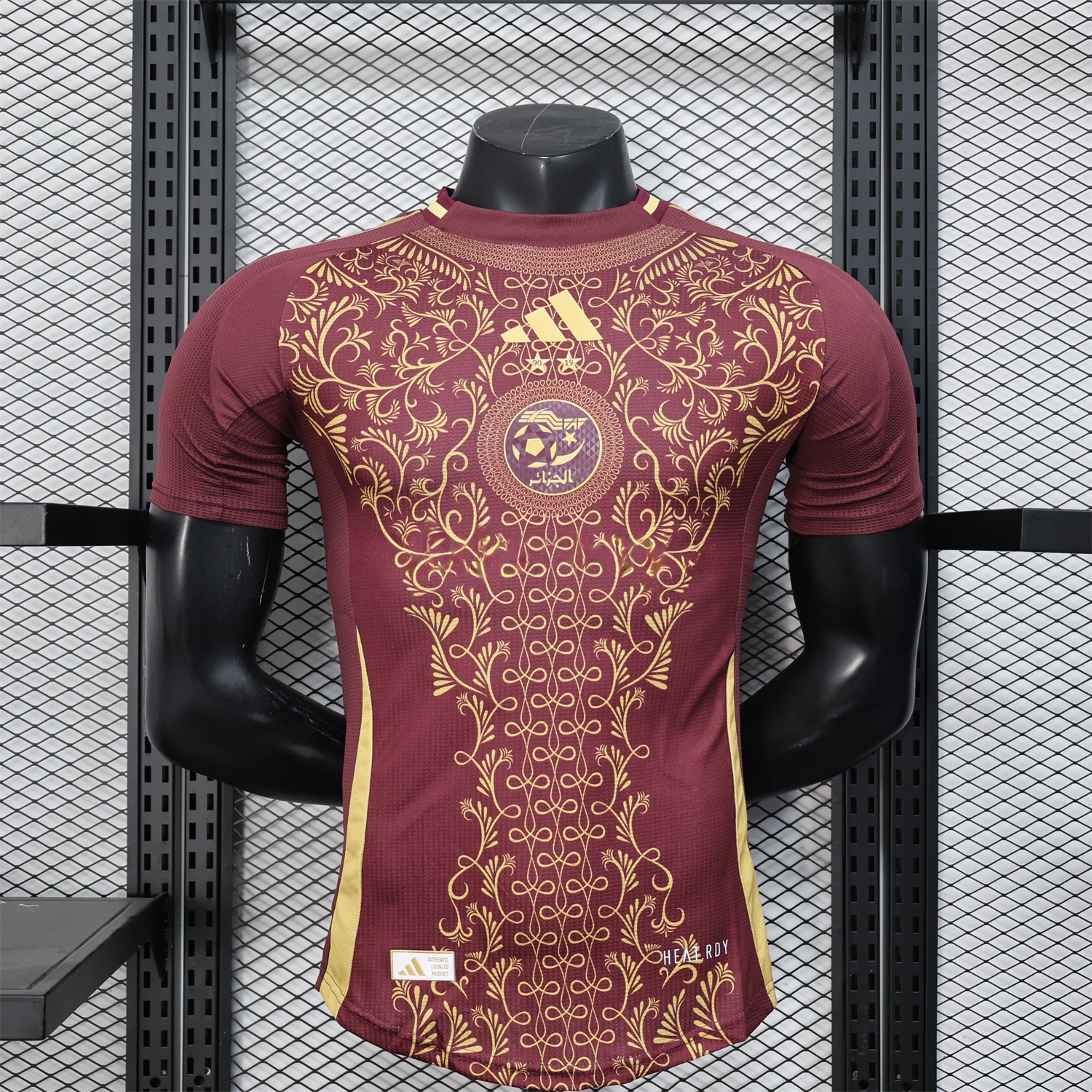 Algeria 25-26 Burgundy Jersey with Chest Pattern Decoration - Player Version - ReplicasJersey