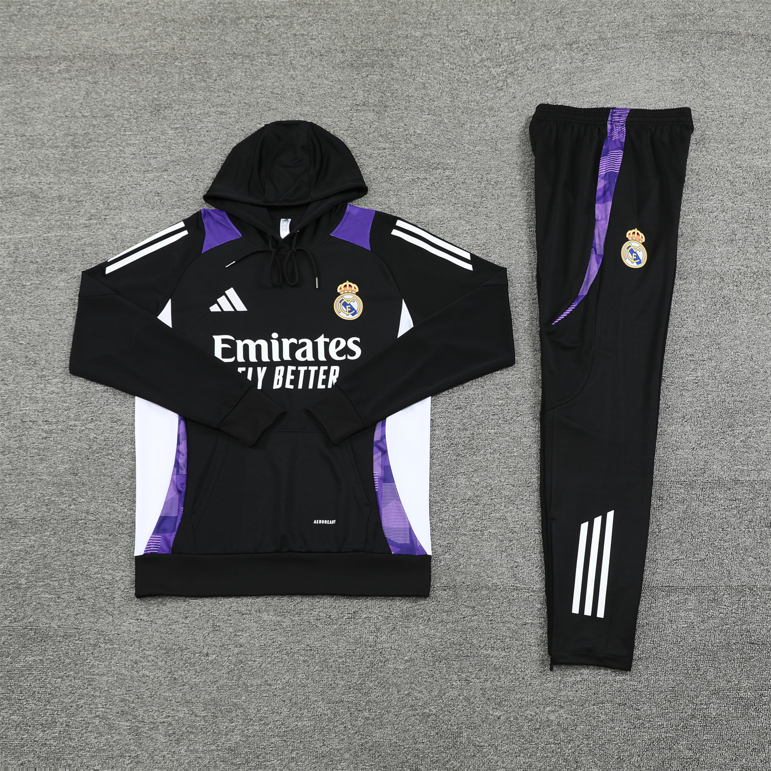 Real Madrid 24-25 Training Hoodie Set - Black Hoodie and Black Pants - ReplicasJersey
