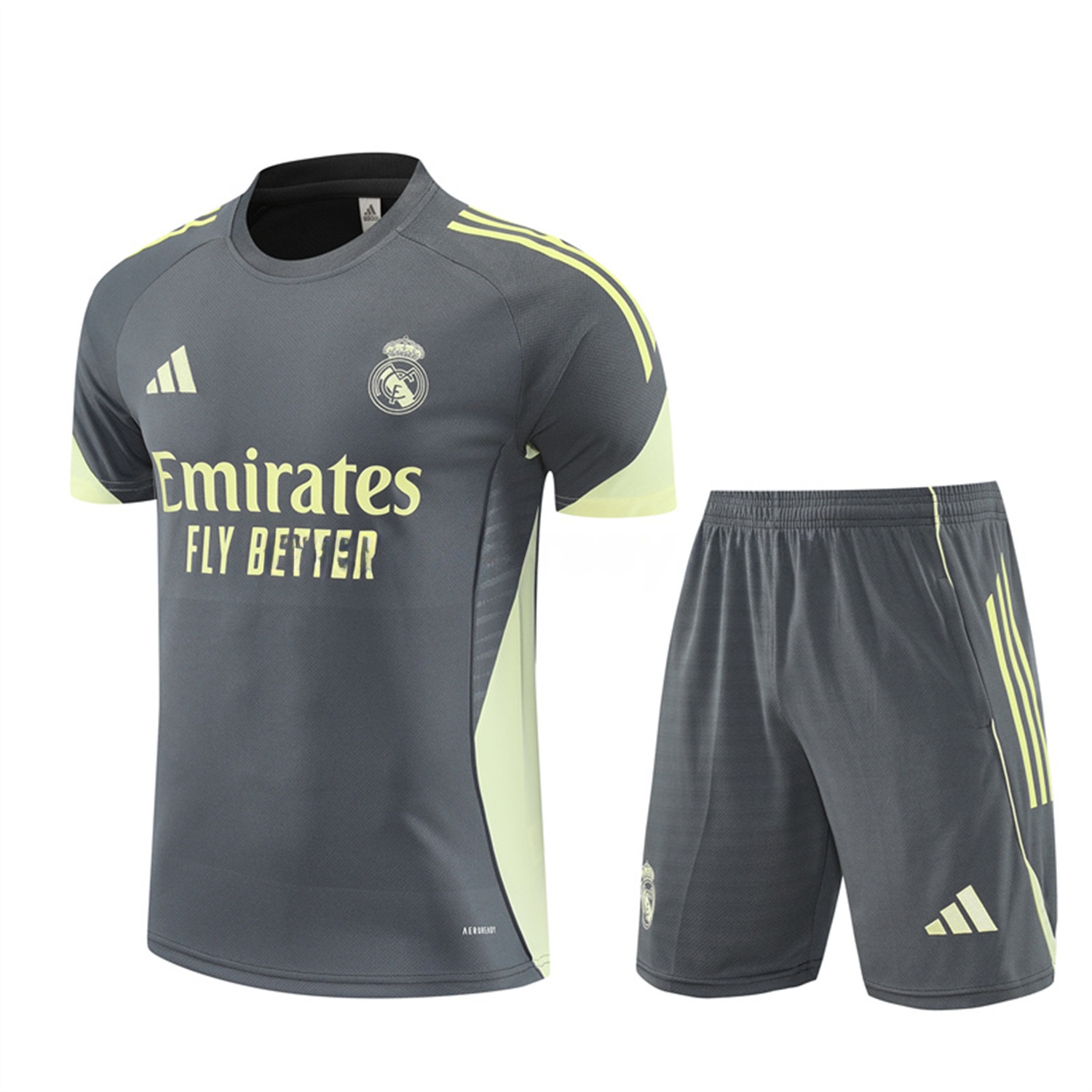 Real Madrid 25-26 Short-Sleeve Training Set - Deep Grey Top and Shorts - ReplicasJersey